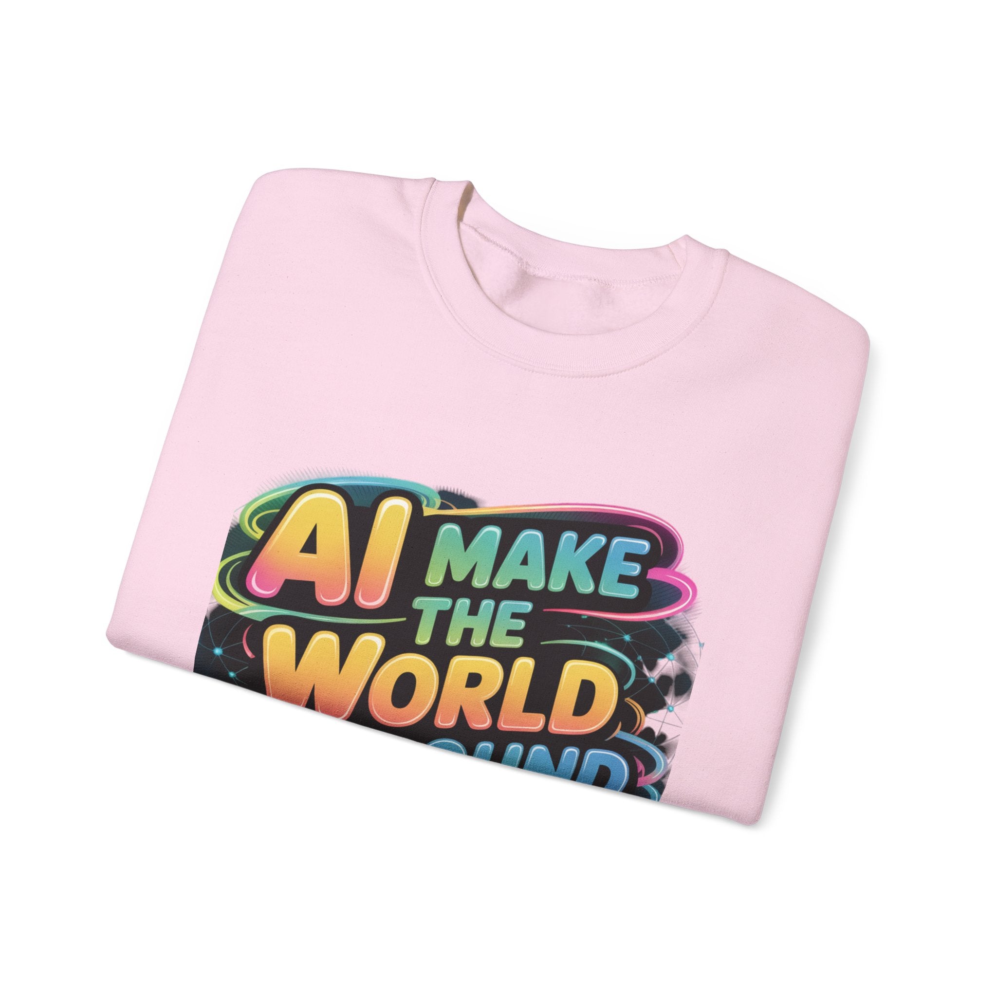 AI MAKE THE WORLD GO ROUND  "Techno Orbit"  Heavy Blend™ Crewneck Sweatshirt