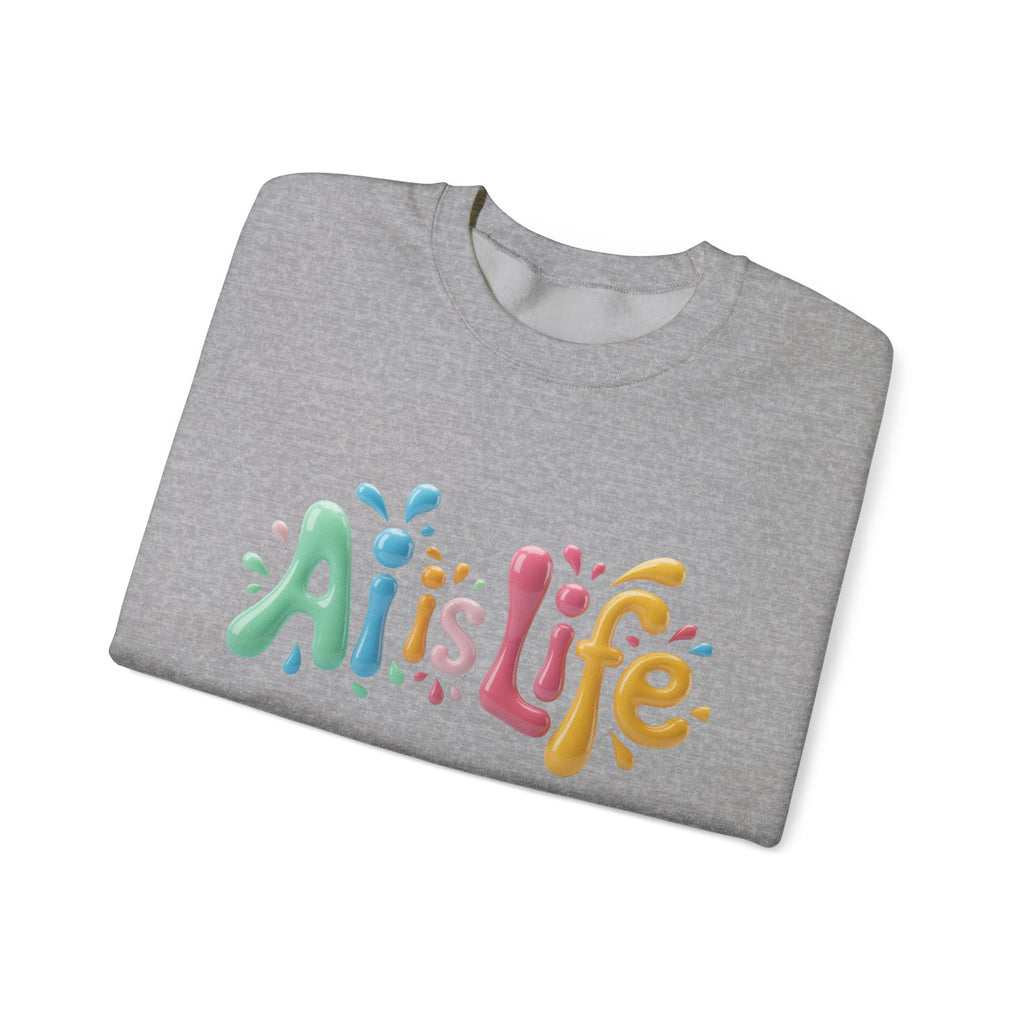 AI IS LIFE  “Colorful Circuit Pop”  Unisex Heavy Blend™ Crewneck Sweatshirt