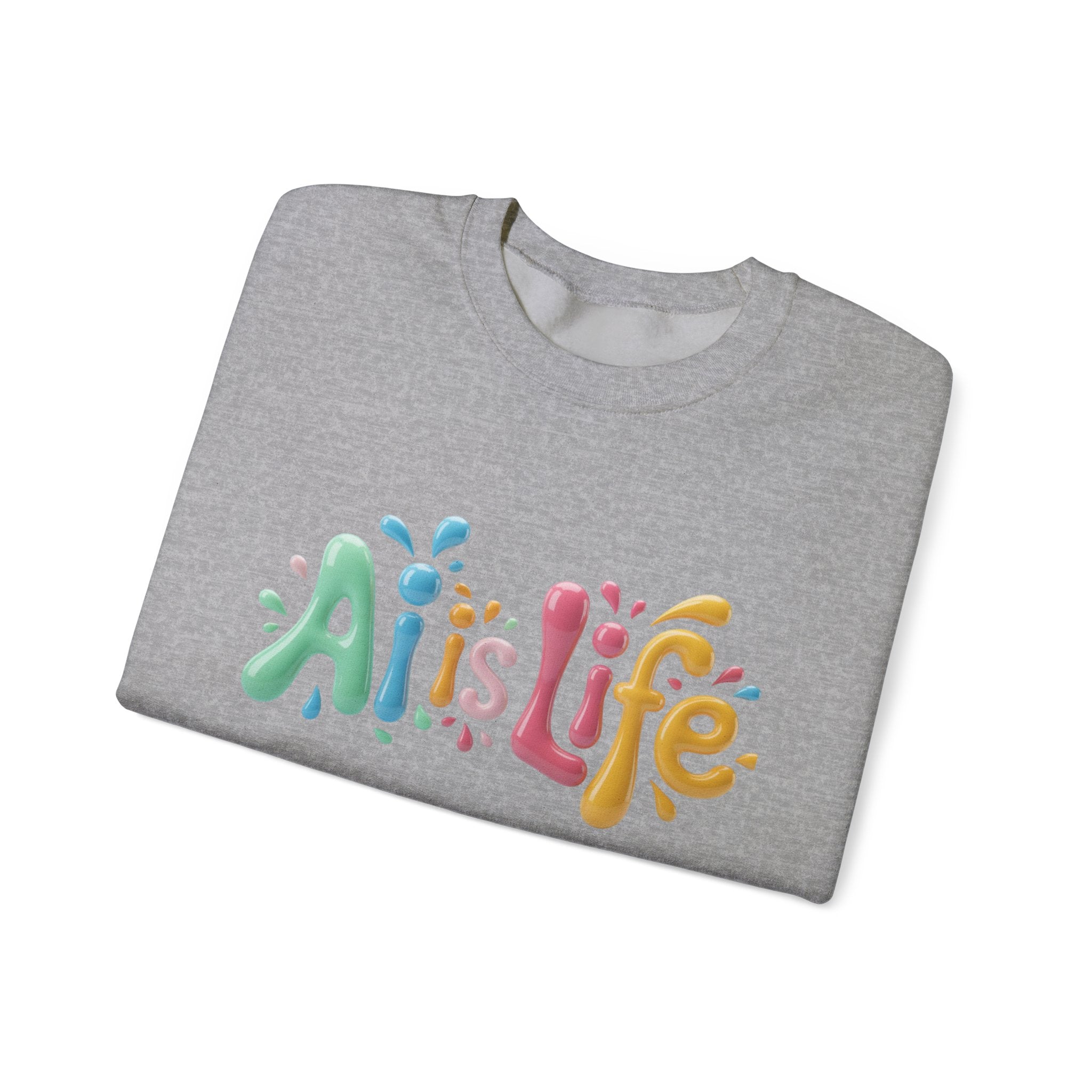 AI IS LIFE  “Colorful Circuit Pop”  Unisex Heavy Blend™ Crewneck Sweatshirt