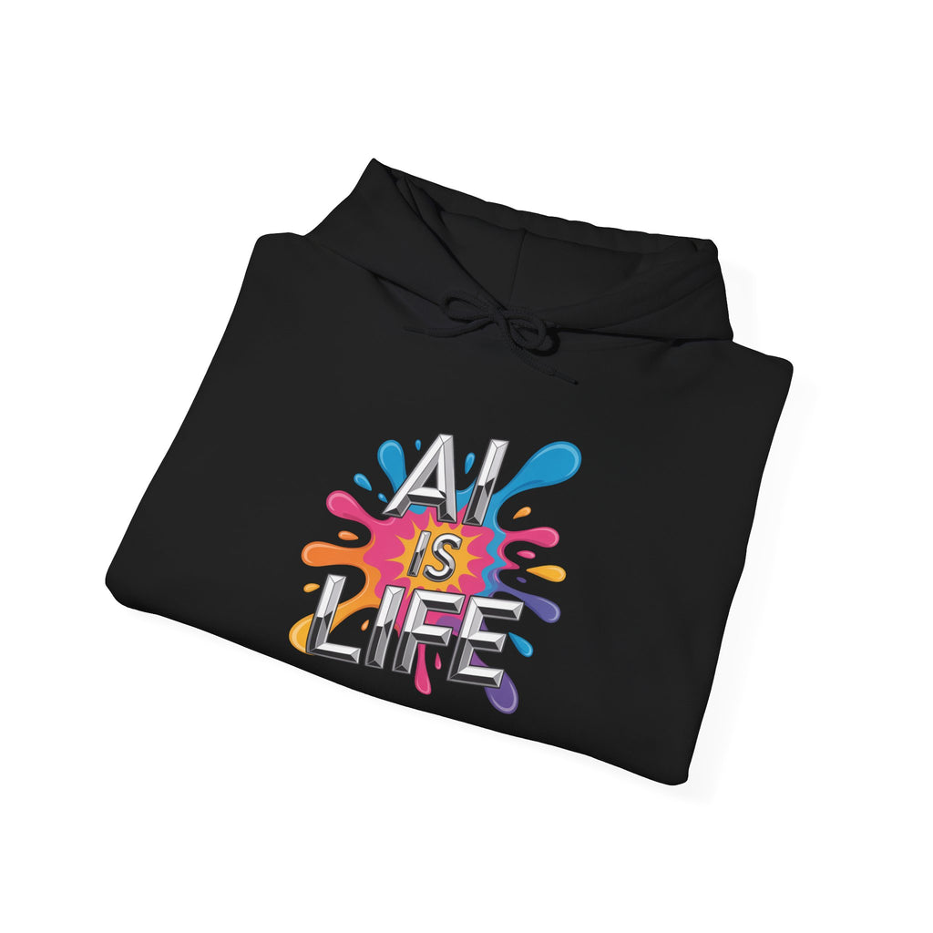 AI is Life "CHROME SPLATTER" Unisex Graphic Pullover Hoodie