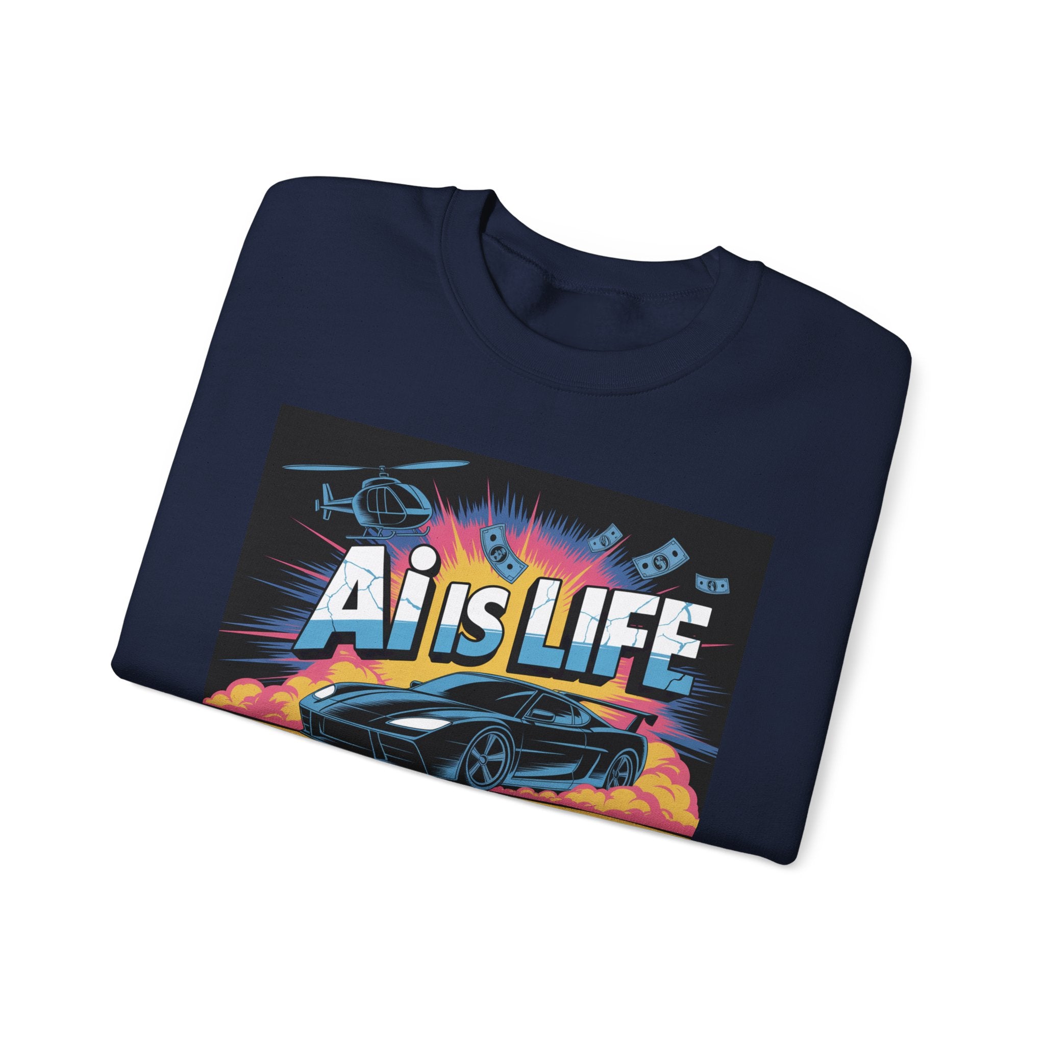 AI Is Life  "Action Mode”  Unisex Heavy Blend™ Crewneck Sweatshirt