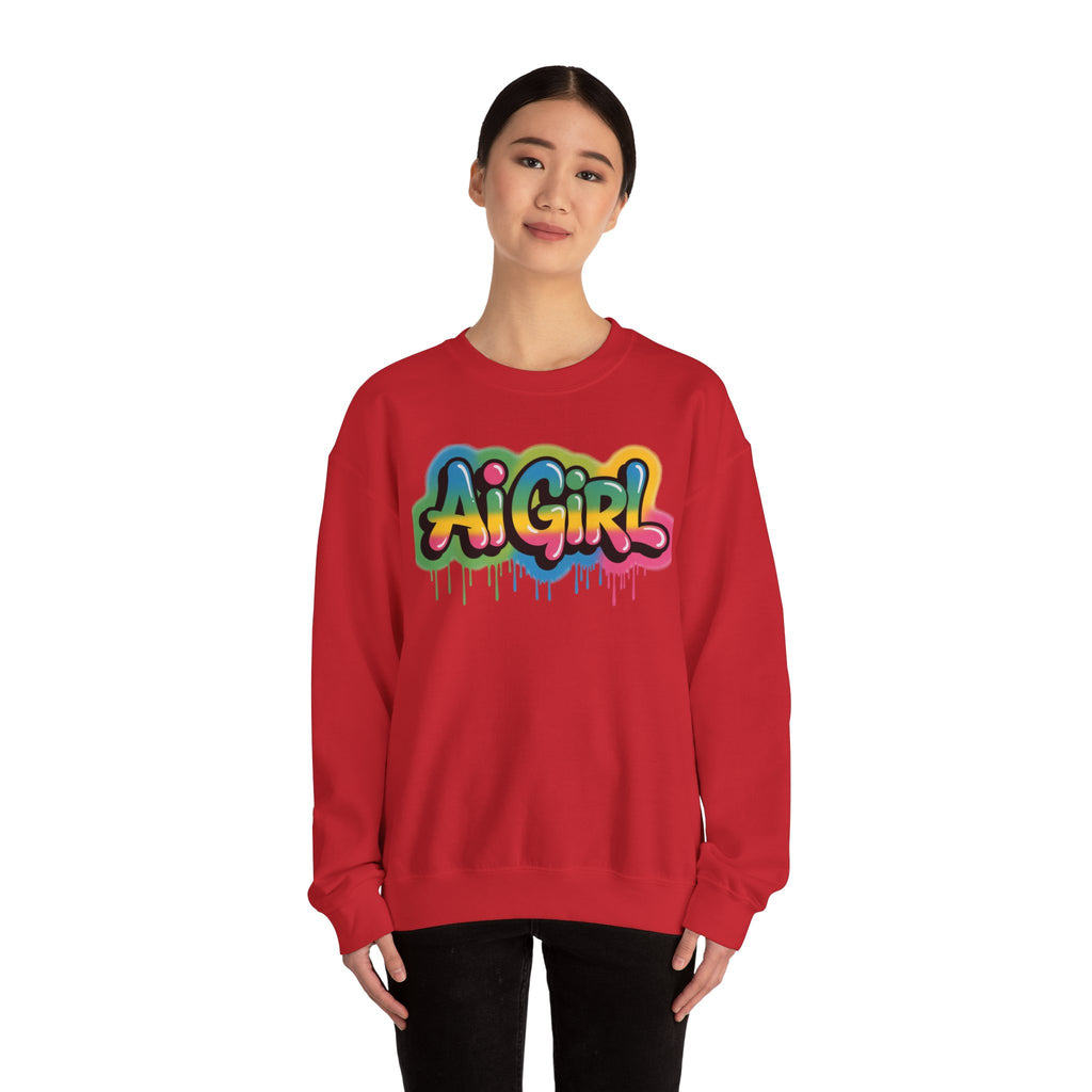 Ai Girl "Graffiti Glow" Unisex Heavy Blend Crewneck Sweatshirt