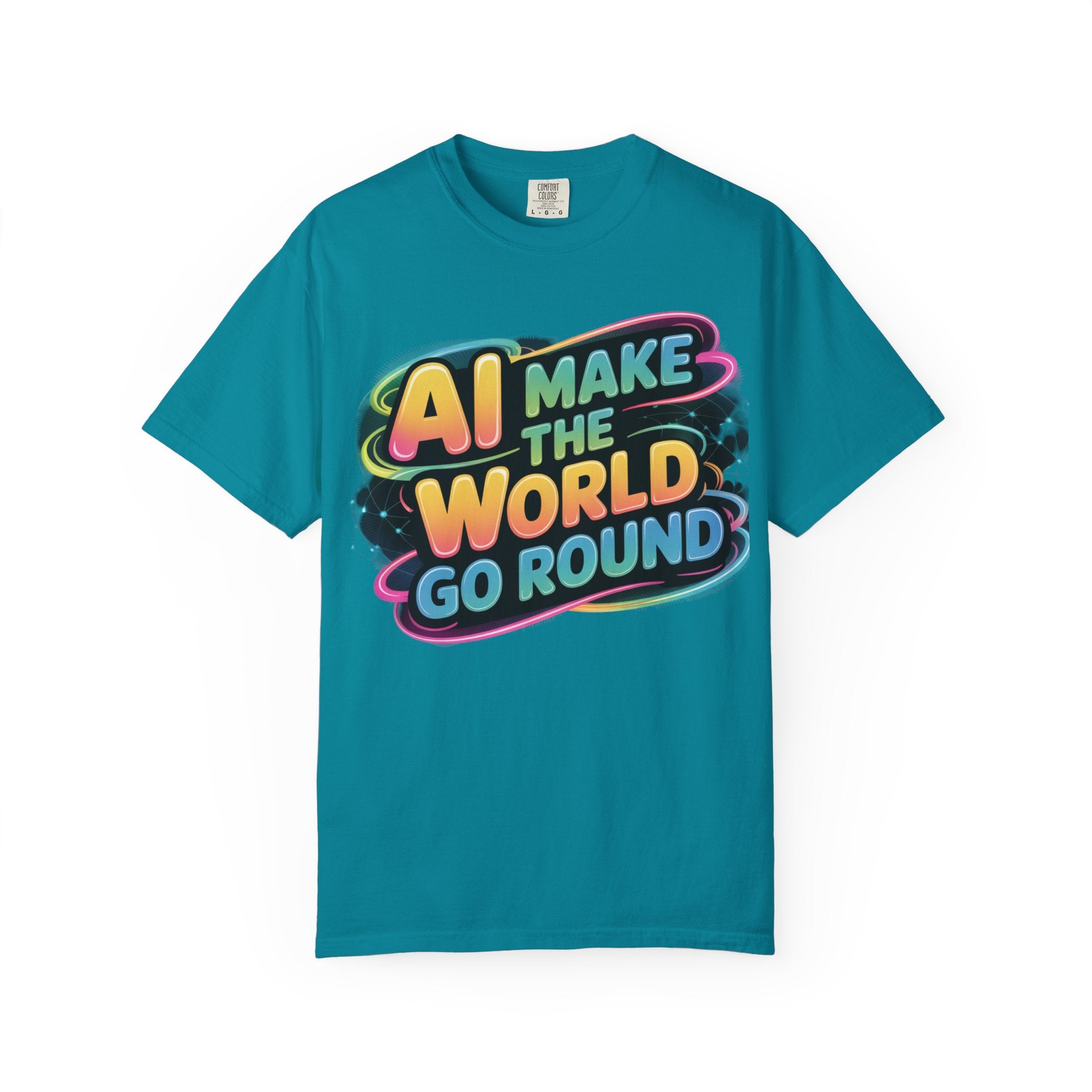 AI MAKE THE WORLD GO ROUND  "Techno Orbit" Unisex Garment-Dyed T-shirt
