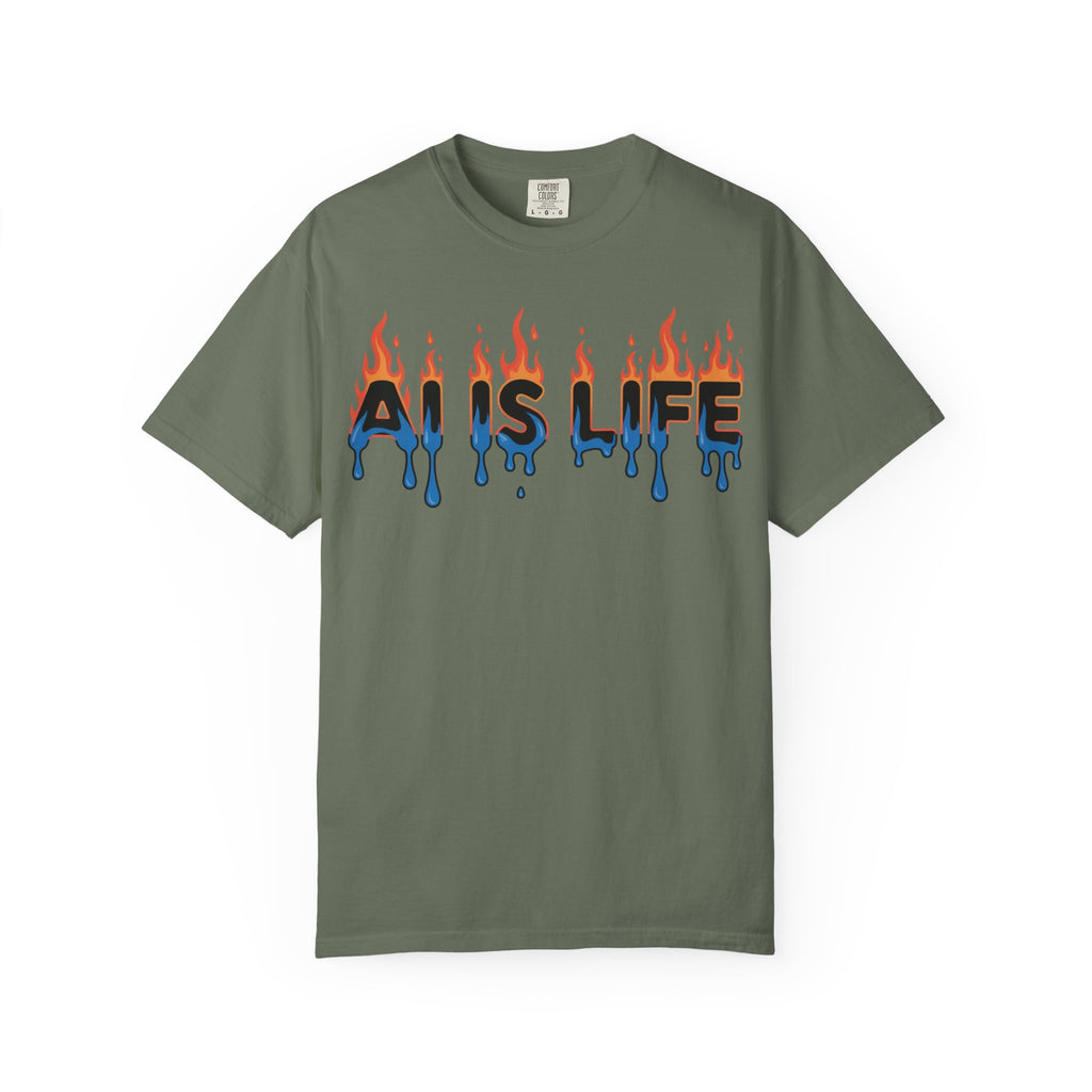 AI IS LIFE – “AI MELTDOWN” Unisex Garment-Dyed T-shirt
