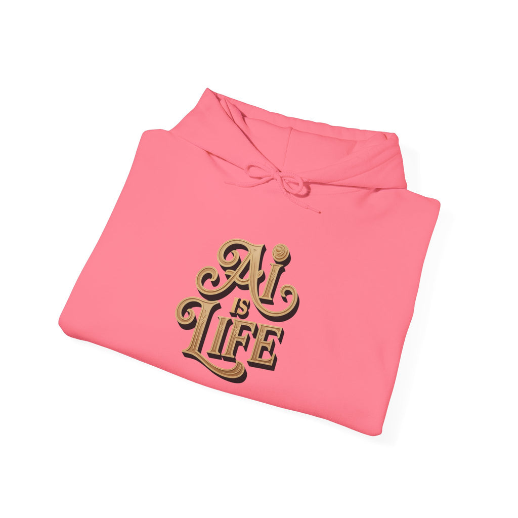 AI IS LIFE  "Golden Neuralwave"  Unisex Heavy Blend™ Hooded Sweatshirt