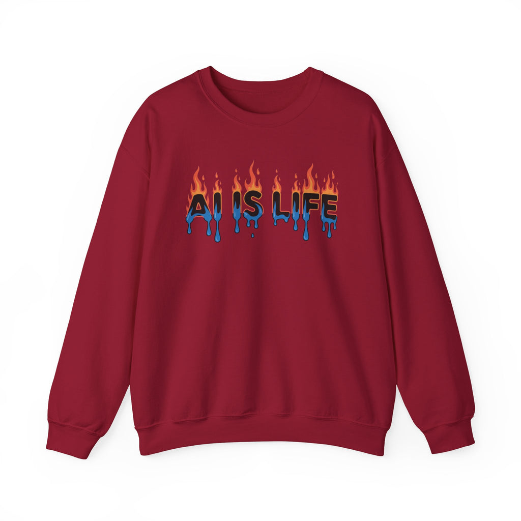 AI IS LIFE – “AI MELTDOWN” Unisex Heavy Blend™ Crewneck Sweatshirt