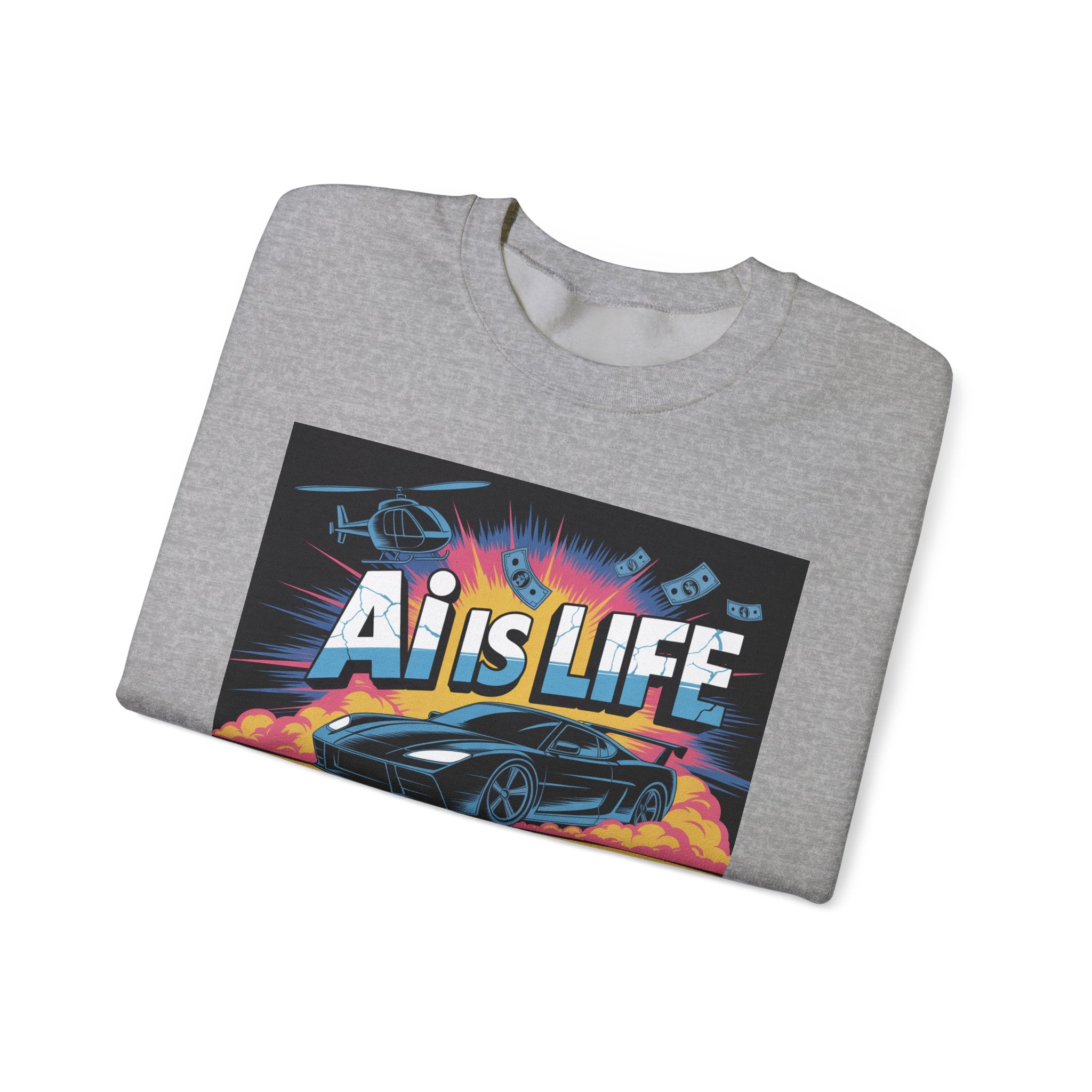 AI Is Life  "Action Mode”  Unisex Heavy Blend™ Crewneck Sweatshirt