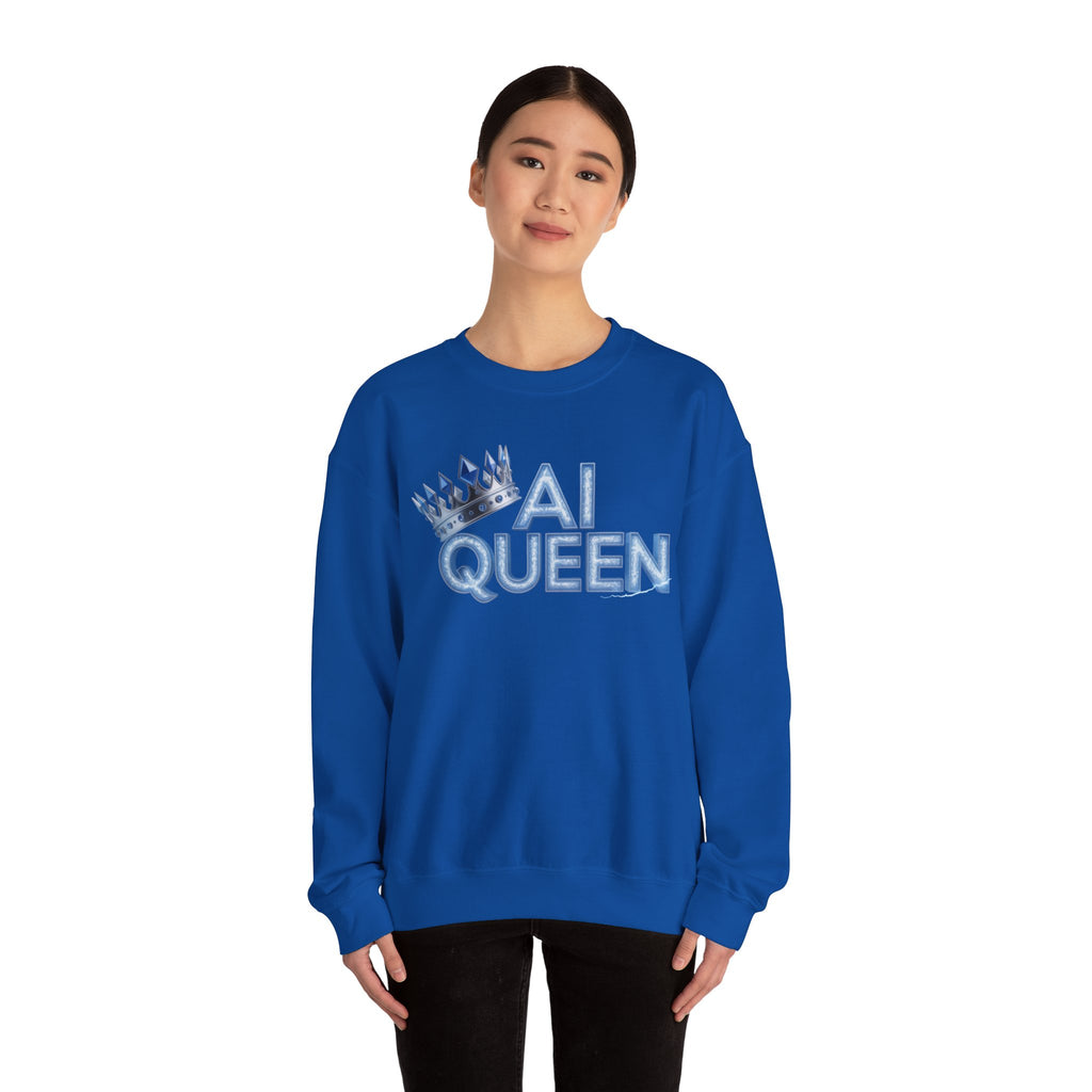 AI Queen "Frost Crown Frequency" Unisex Heavy Blend™ Crewneck Sweatshirt
