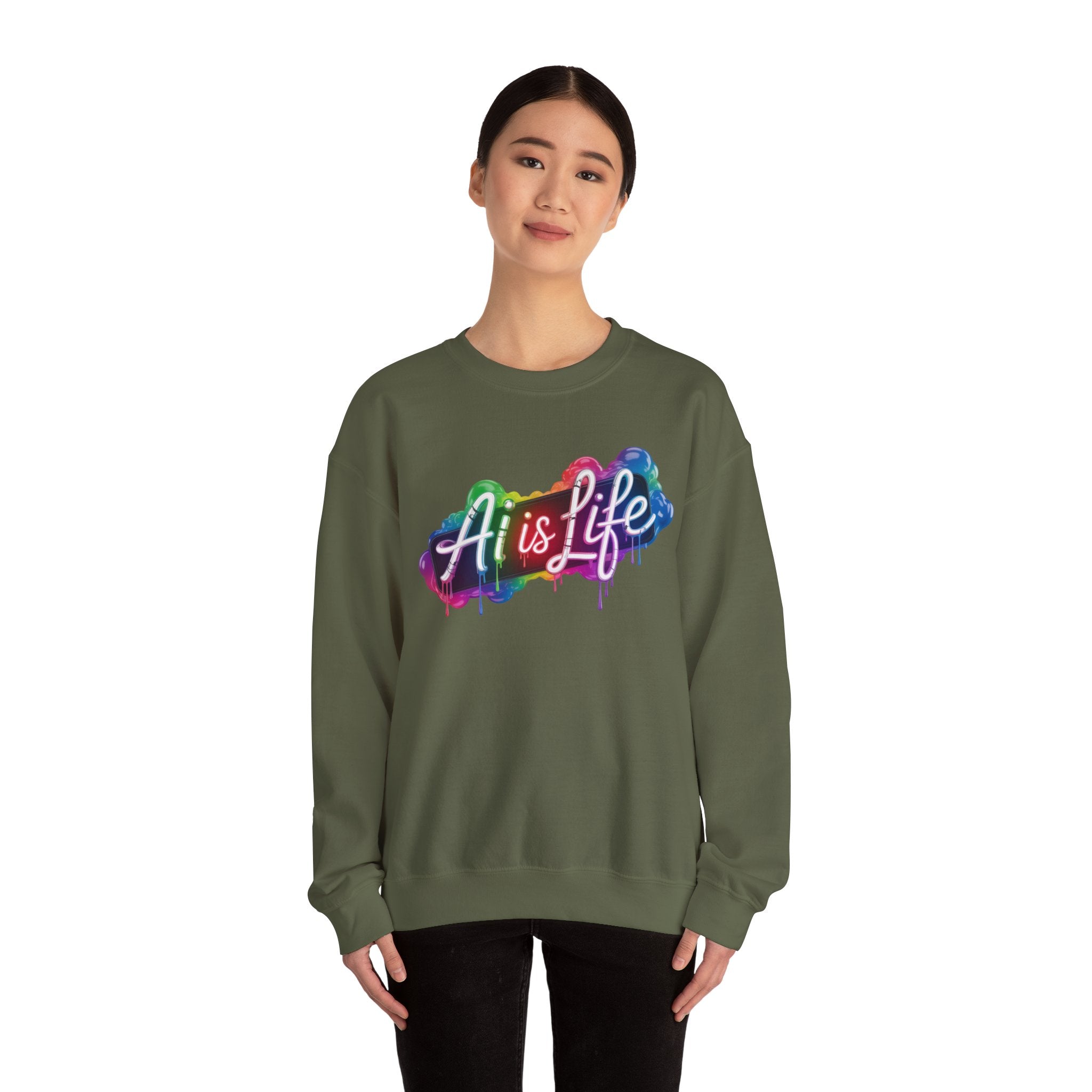 AI is LIFE  “PipeDream Intelligence”  Heavy Blend™ Crewneck Sweatshirt