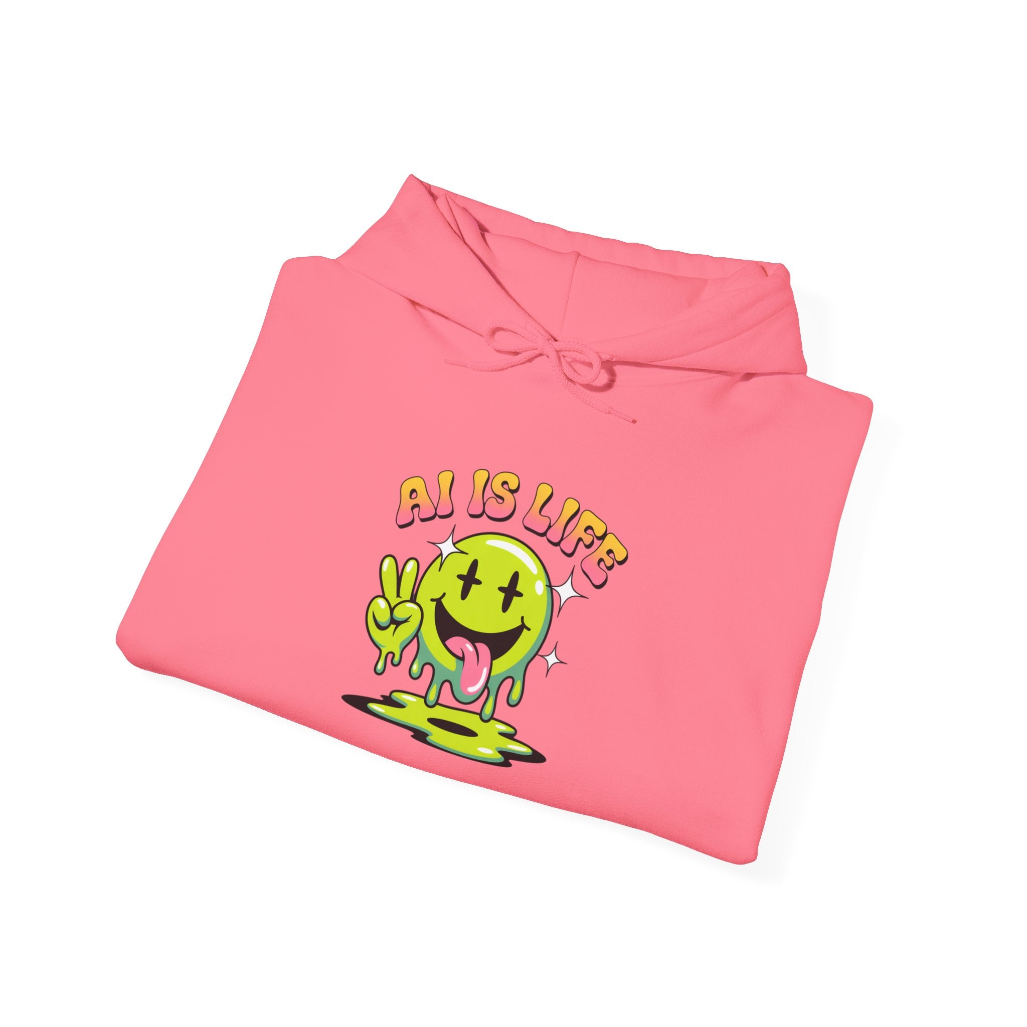 AI IS LIFE  " Happy Glitch "  Unisex Heavy Blend™ Hooded Sweatshirt