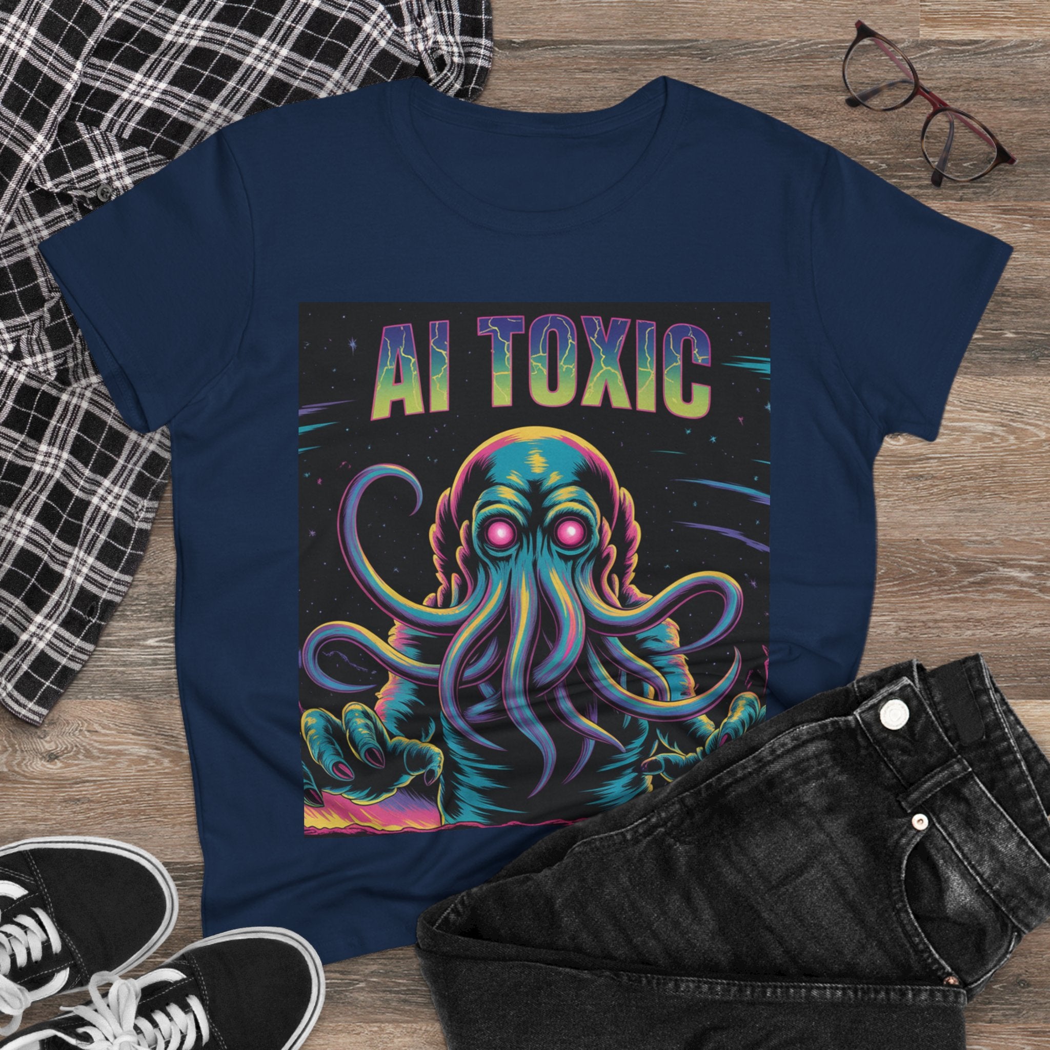 AI TOXIC  "Data Overlord" Women's Midweight Cotton Tee