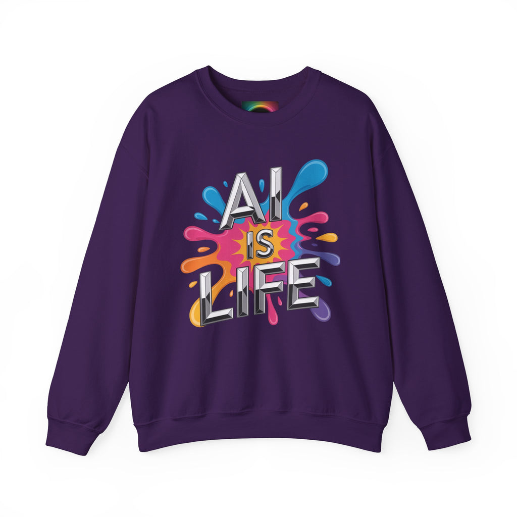 AI is Life "CHROME SPLATTER" Unisex Color Splash Graphic Crewneck Sweatshirt