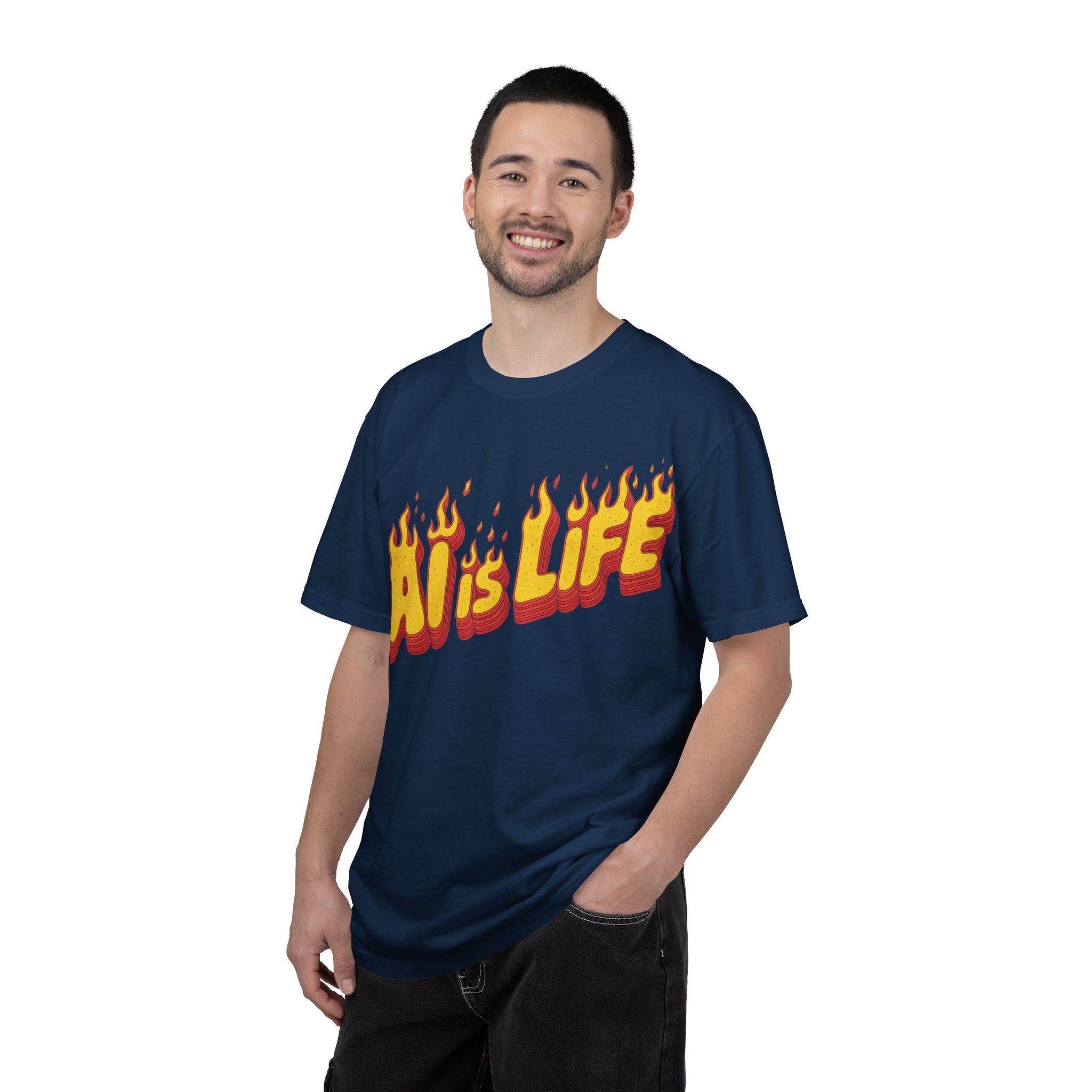 AI is LIFE “FLAME CODE” Unisex Garment-Dyed T-Shirt, Casual Wear,