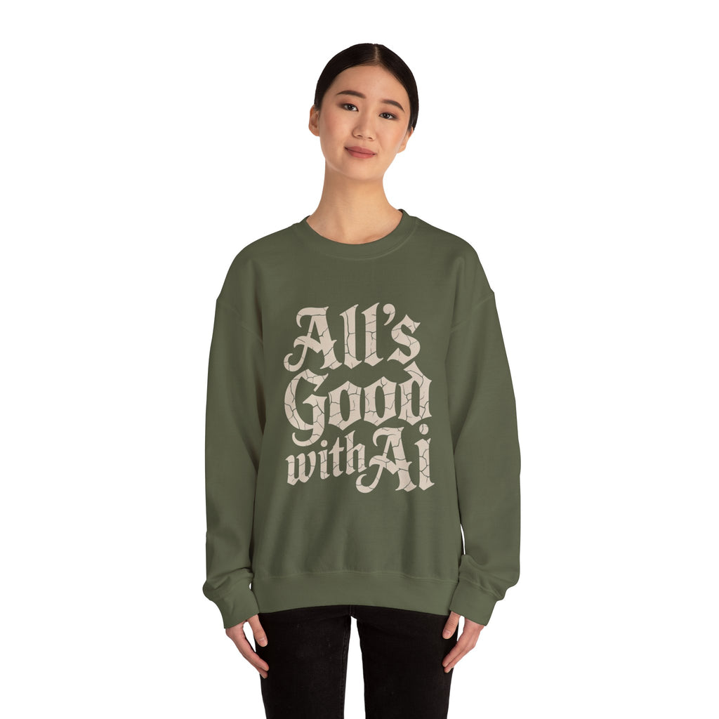 ALL’S GOOD WITH AI “Cracked Code Classic” Unisex Heavy Blend Crewneck Sweatshirt