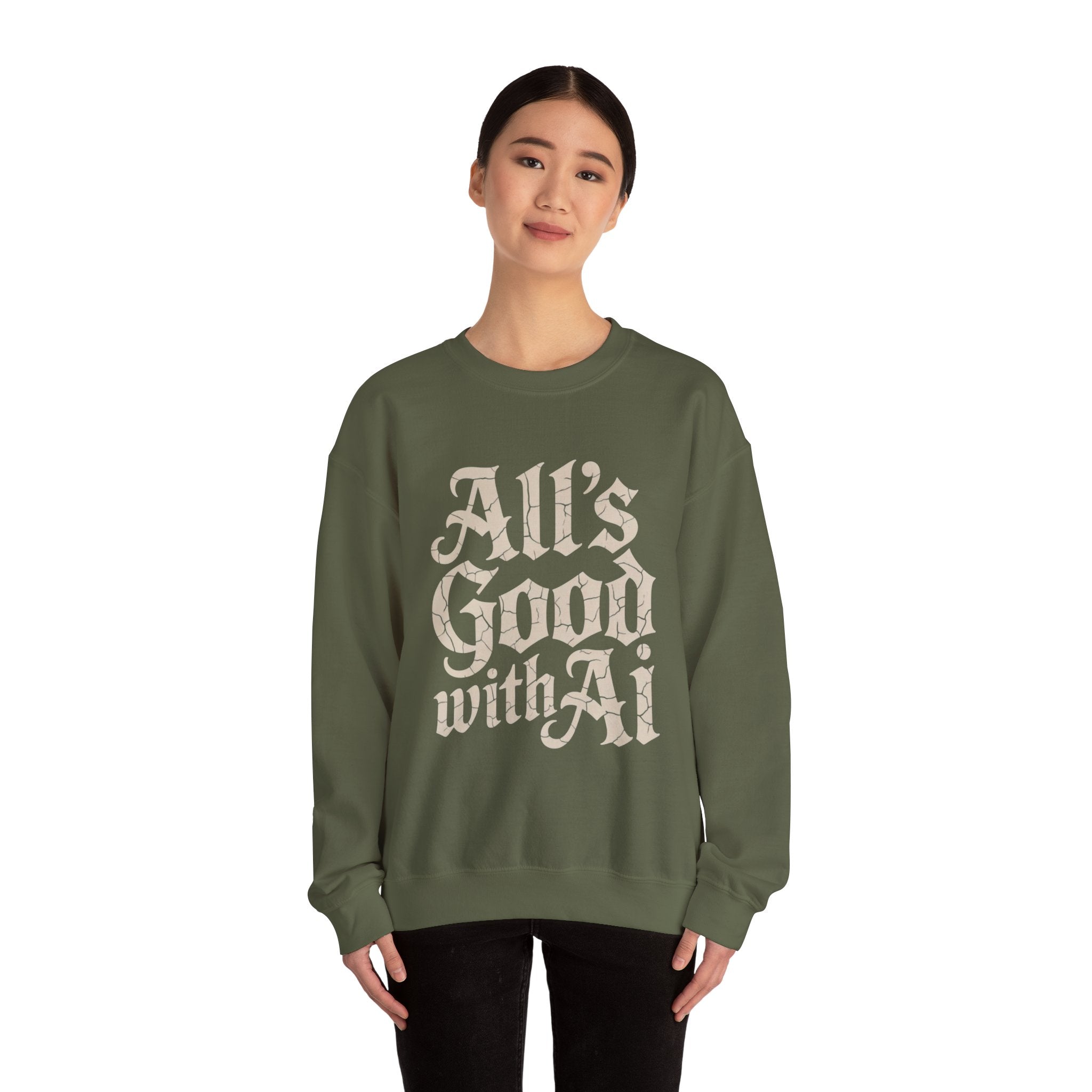 ALL’S GOOD WITH AI “Cracked Code Classic” Unisex Heavy Blend Crewneck Sweatshirt