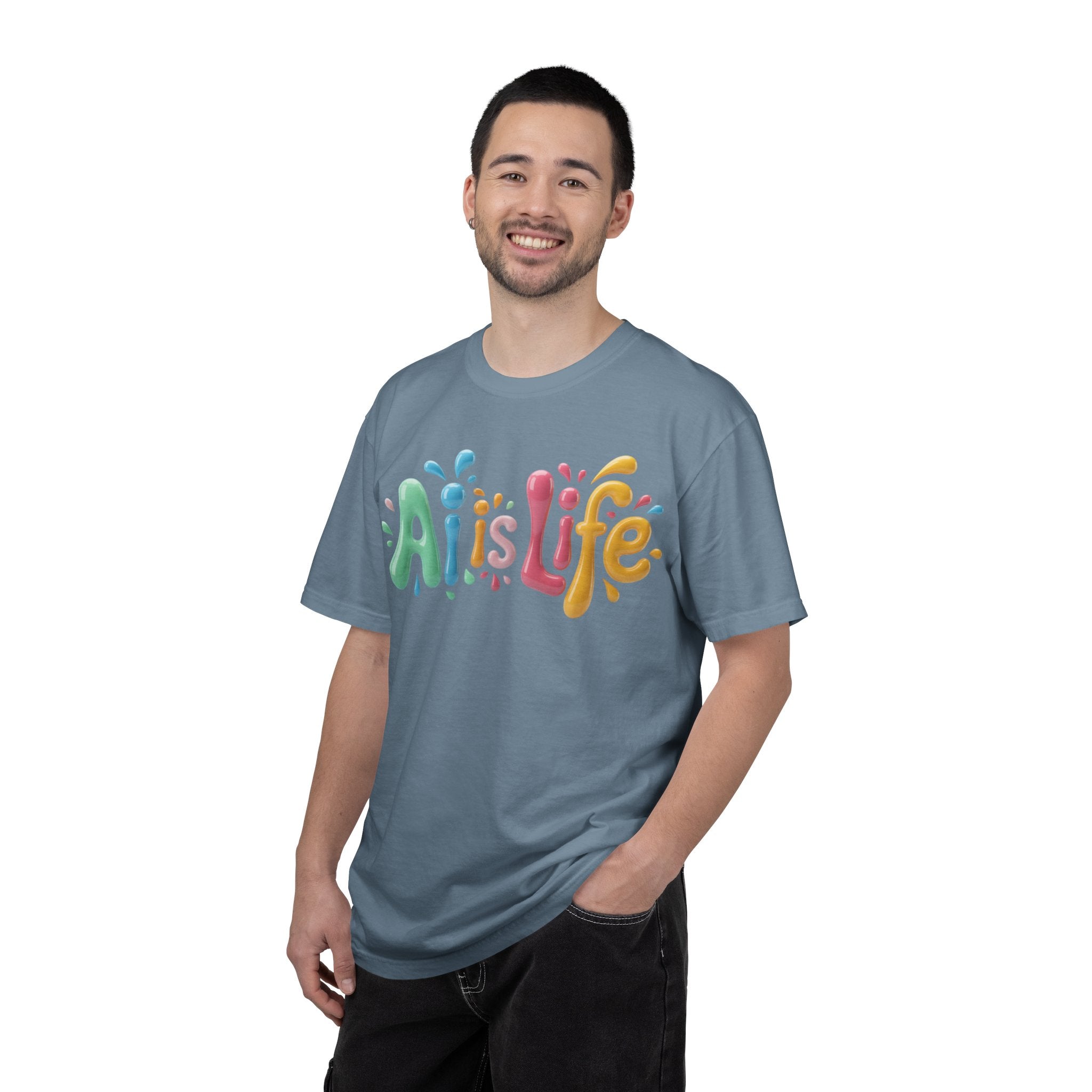 AI IS LIFE  “Colorful Circuit Pop”  Unisex Garment-Dyed T-shirt