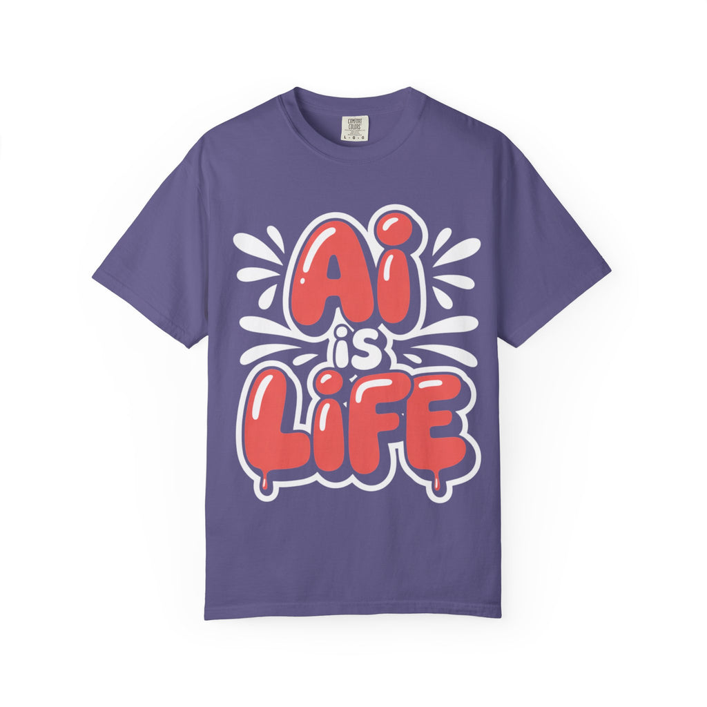 AI IS LIFE  " Neural Pop " Unisex Garment-Dyed T-shirt