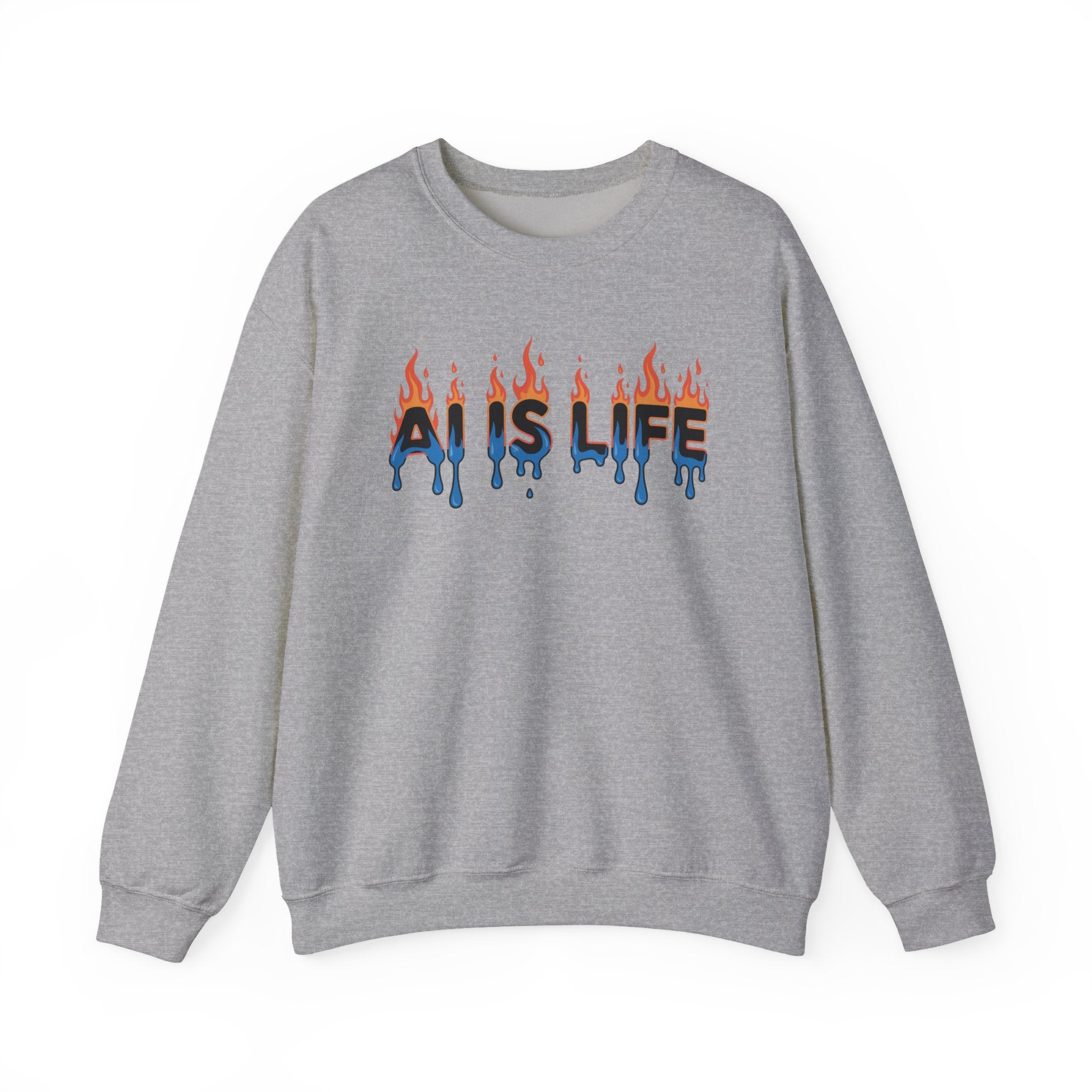 AI IS LIFE – “AI MELTDOWN” Unisex Heavy Blend™ Crewneck Sweatshirt