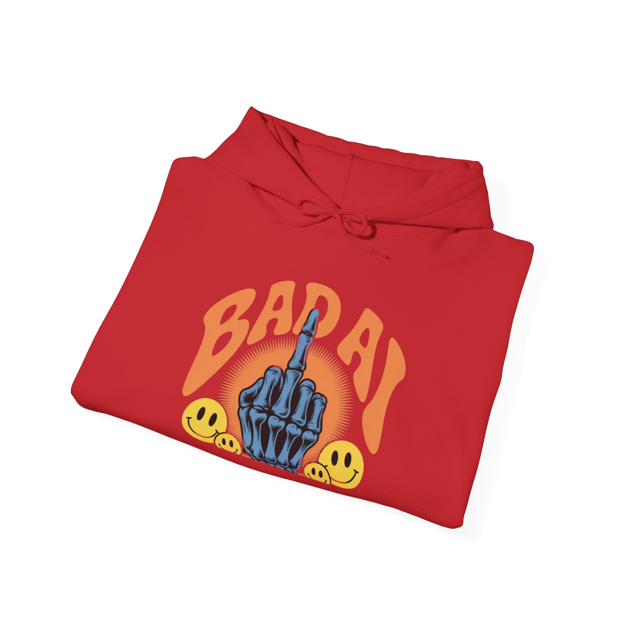 Bad Day Middle Finger Hoodie – Retro Skull Hand Graphic Sweatshirt