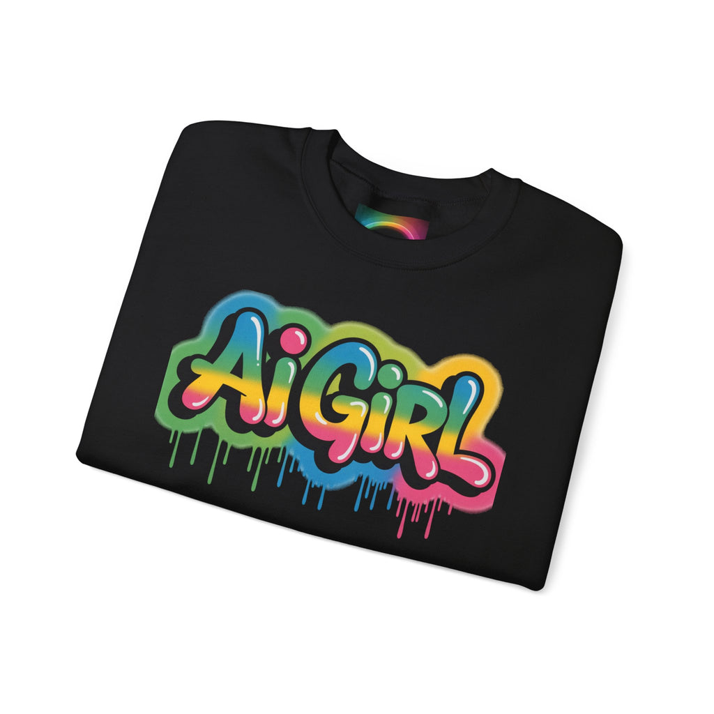 Ai Girl "Graffiti Glow" Unisex Heavy Blend Crewneck Sweatshirt