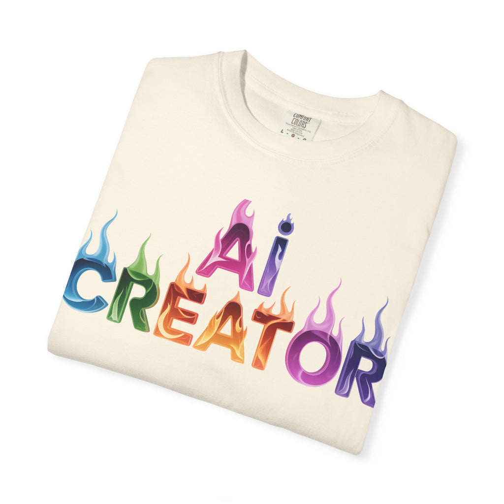 AI CREATOR  "Fire in the Code" Unisex Garment-Dyed T-shirt