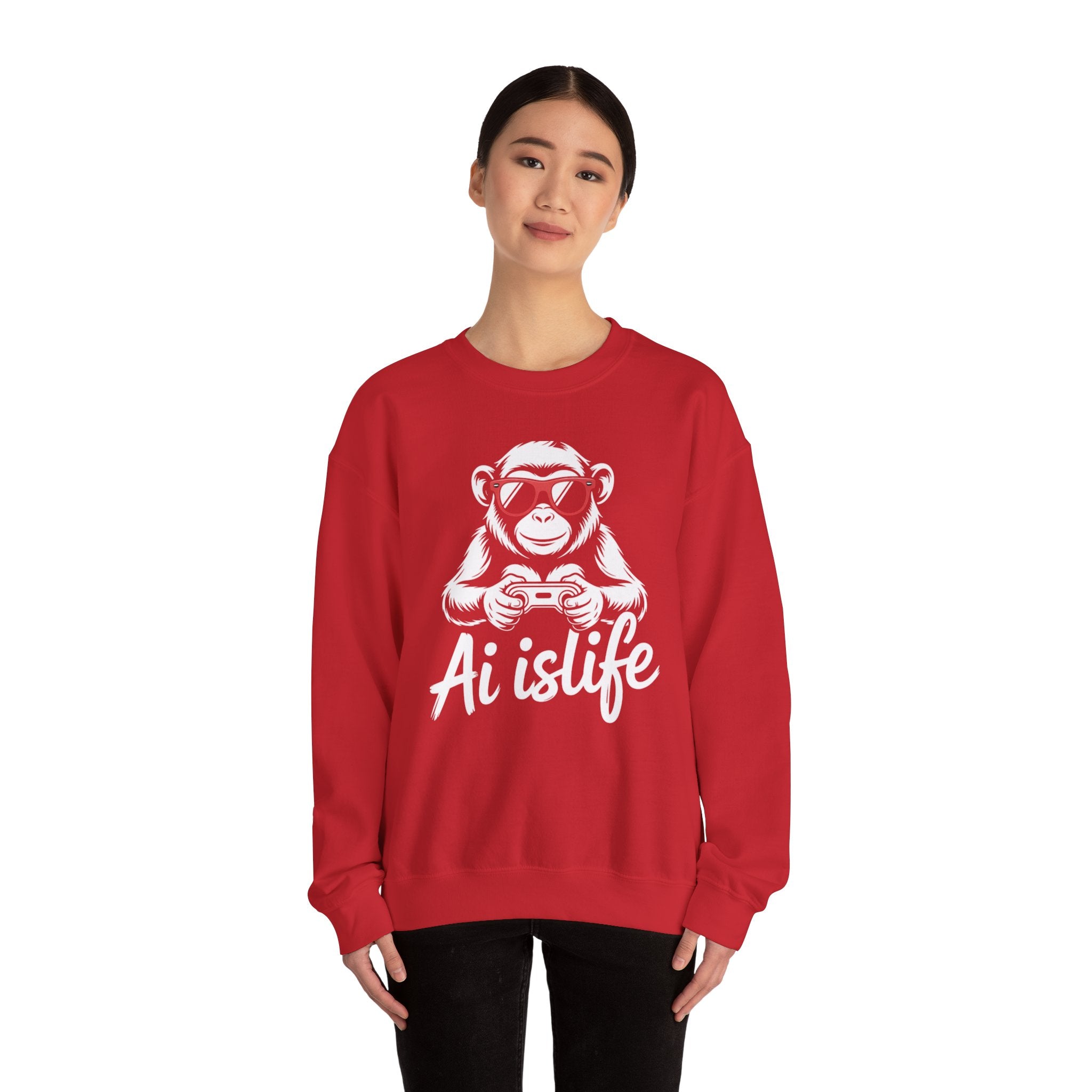 AI Is Life "GAMER CHIMP ELITE" Unisex Graphic Crewneck Sweatshirt