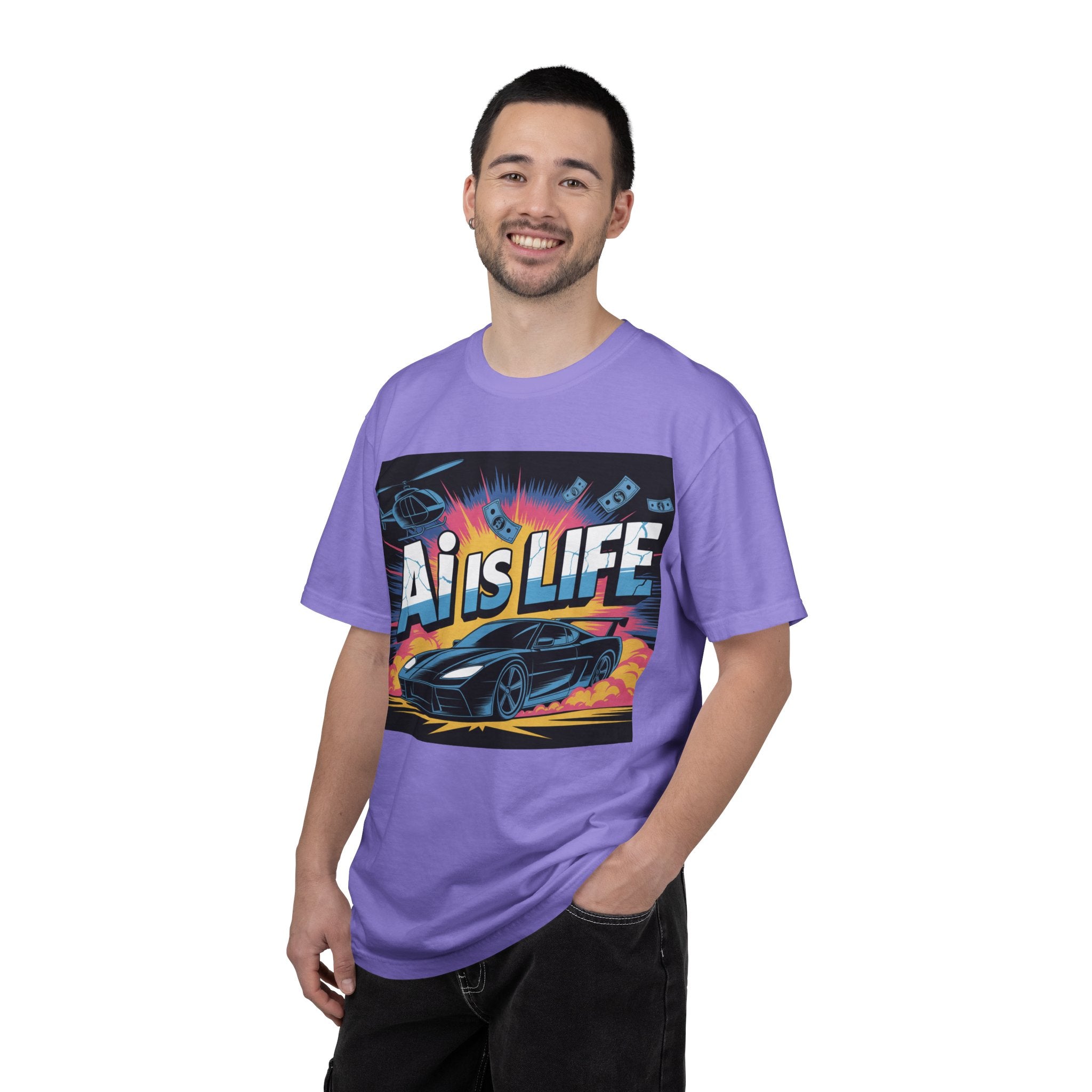 AI Is Life  "Action Mode"  Unisex Garment-Dyed T-shirt