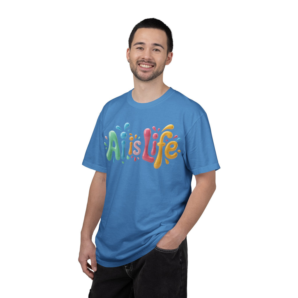 AI IS LIFE  “Colorful Circuit Pop”  Unisex Garment-Dyed T-shirt