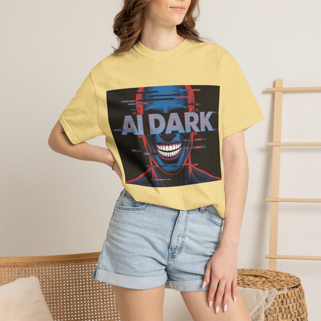 AI DARK " Deepcore Distortion — Cyberpunk Smiling Skull Tee