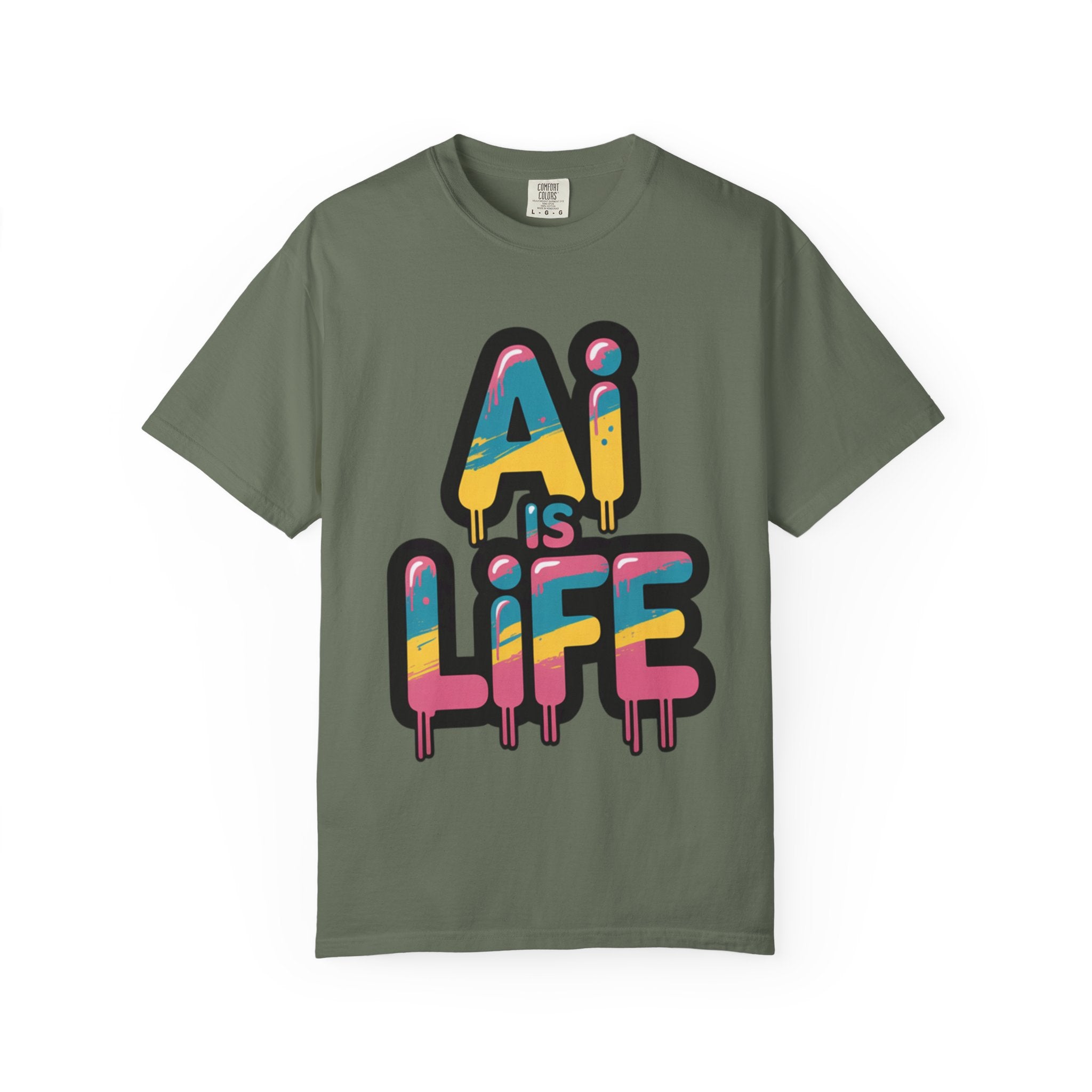 AI IS LIFE  " Neon Circuit " Unisex Garment-Dyed T-shirt