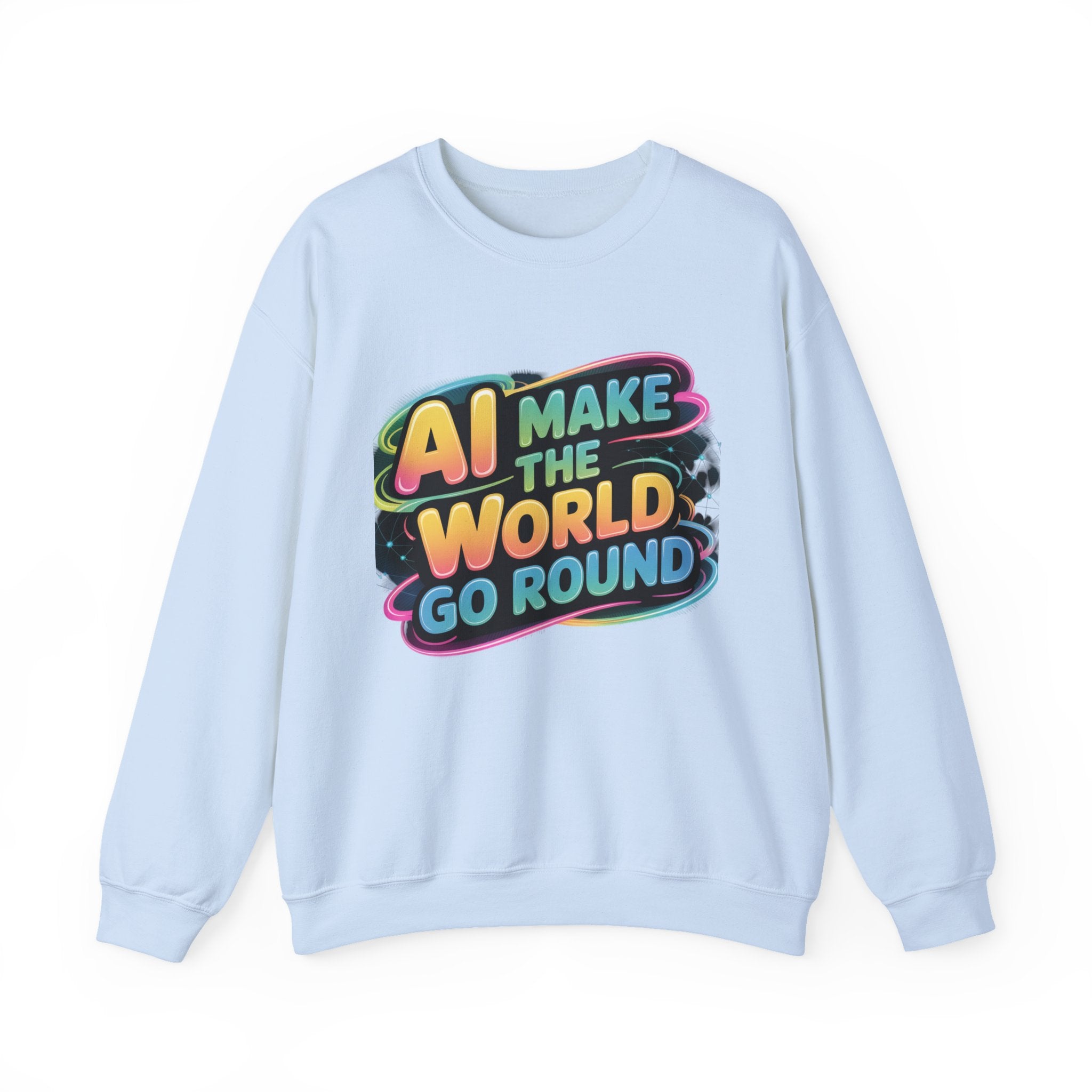AI MAKE THE WORLD GO ROUND  "Techno Orbit"  Heavy Blend™ Crewneck Sweatshirt