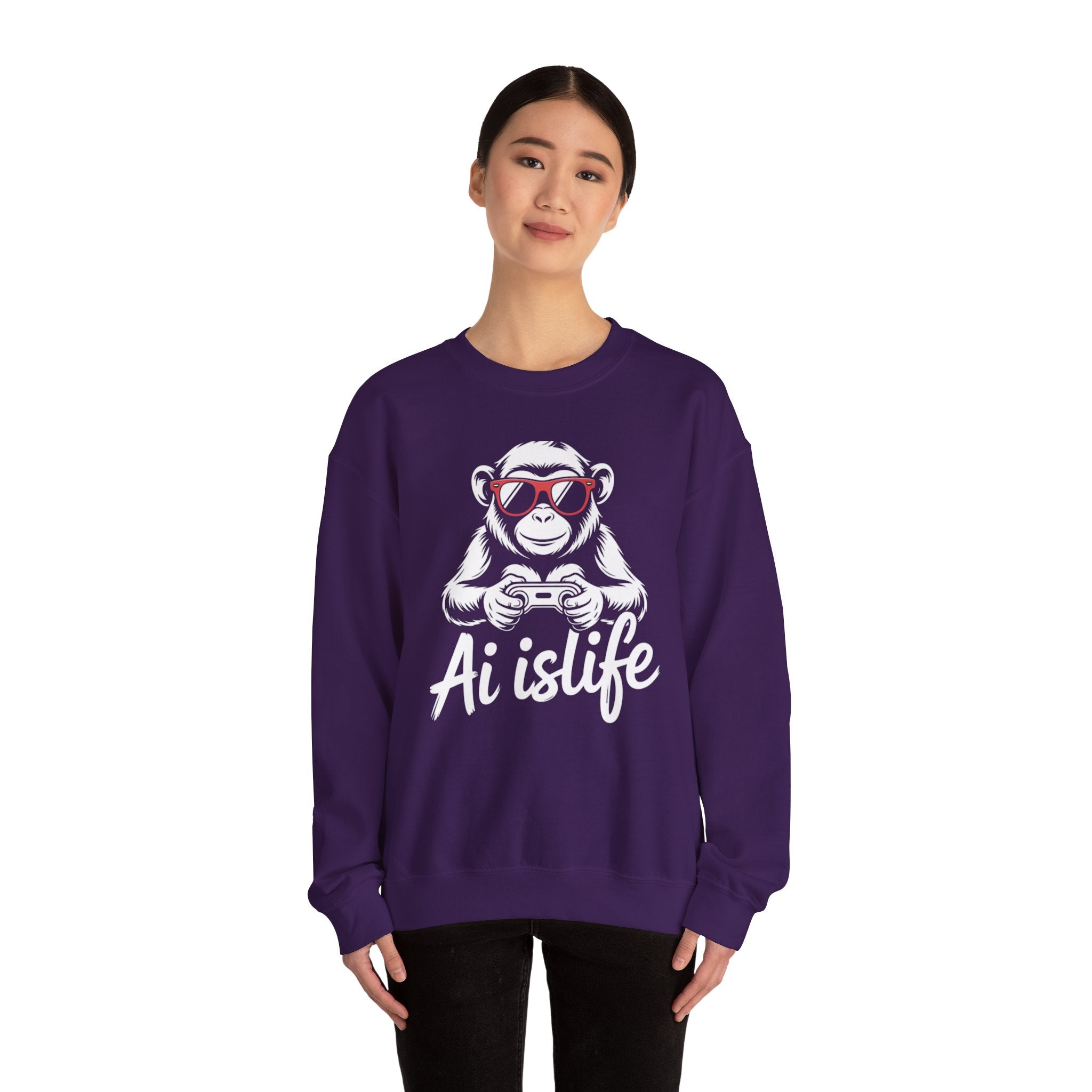 AI Is Life "GAMER CHIMP ELITE" Unisex Graphic Crewneck Sweatshirt
