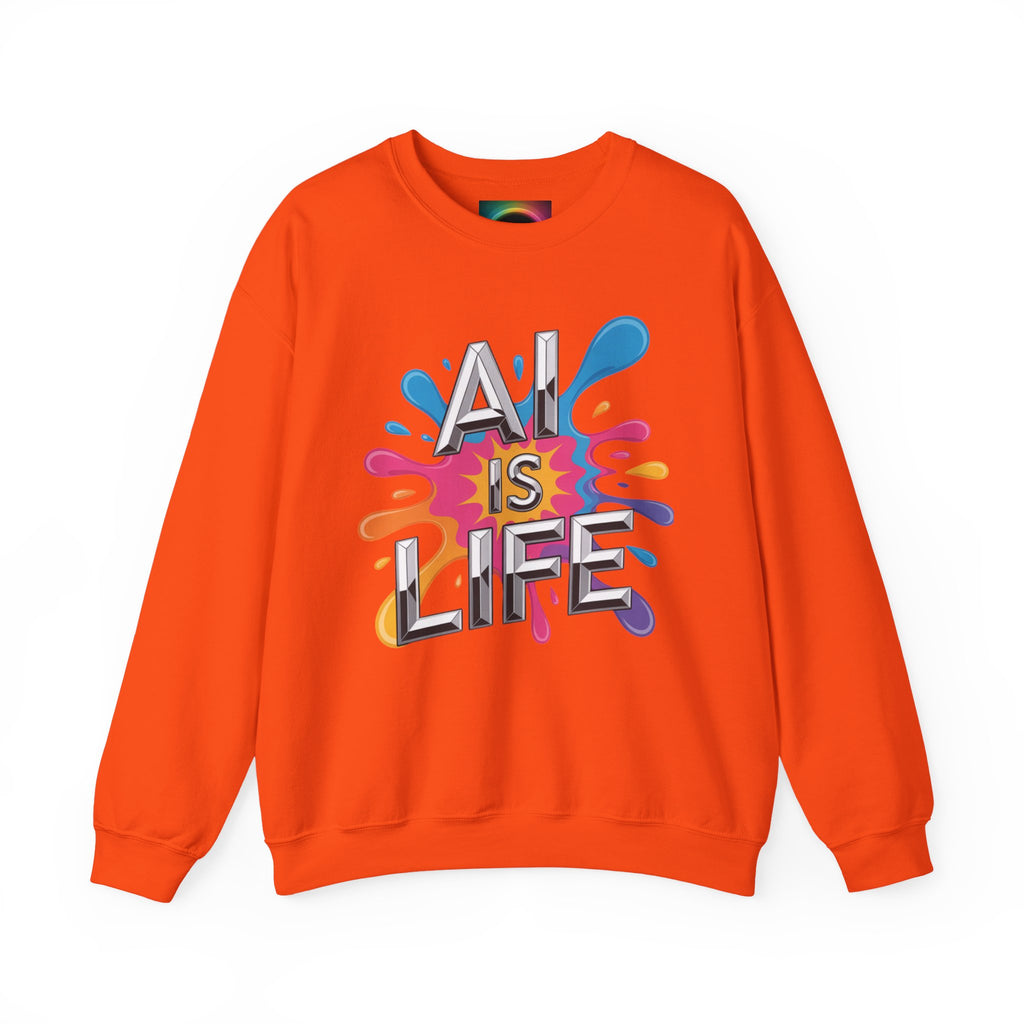 AI is Life "CHROME SPLATTER" Unisex Color Splash Graphic Crewneck Sweatshirt