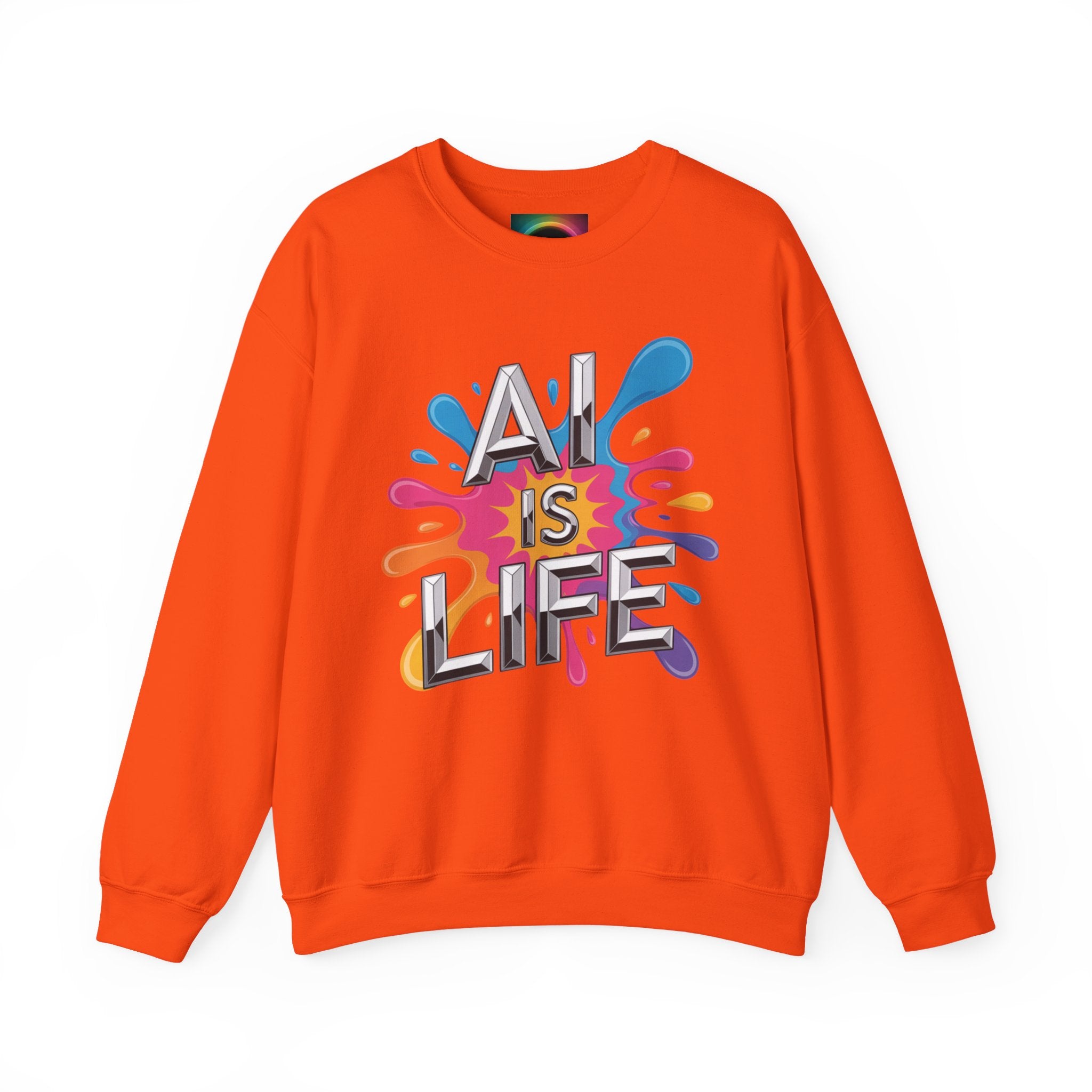 AI is Life "CHROME SPLATTER" Unisex Color Splash Graphic Crewneck Sweatshirt