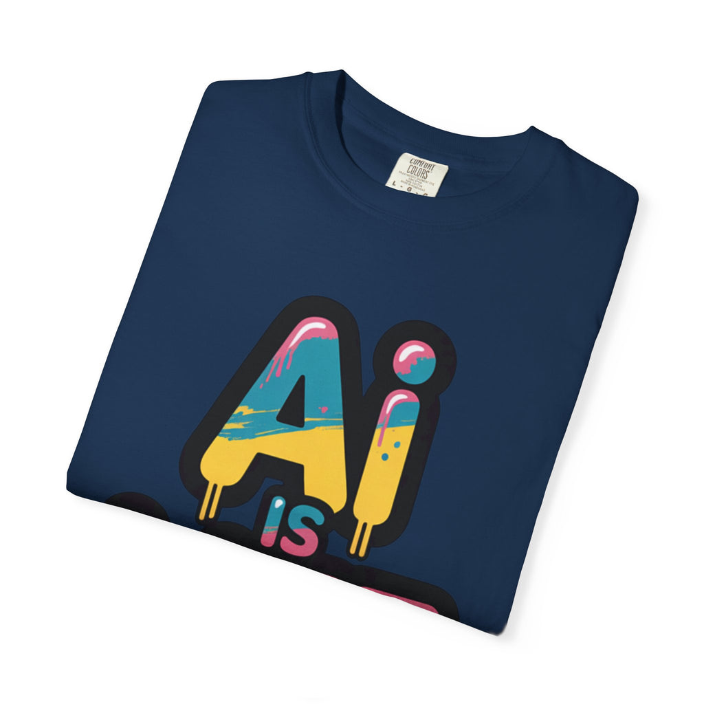AI IS LIFE  " Neon Circuit " Unisex Garment-Dyed T-shirt