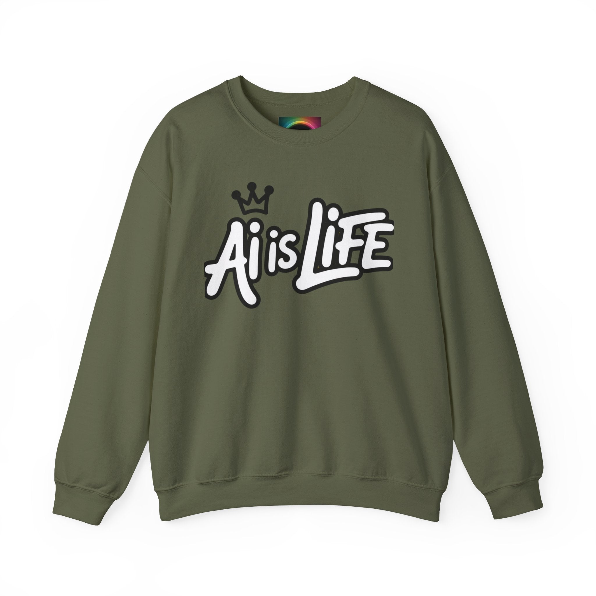 Ai is Life "CROWNED CURSIVE"— Streetwear Crewneck Sweatshirt
