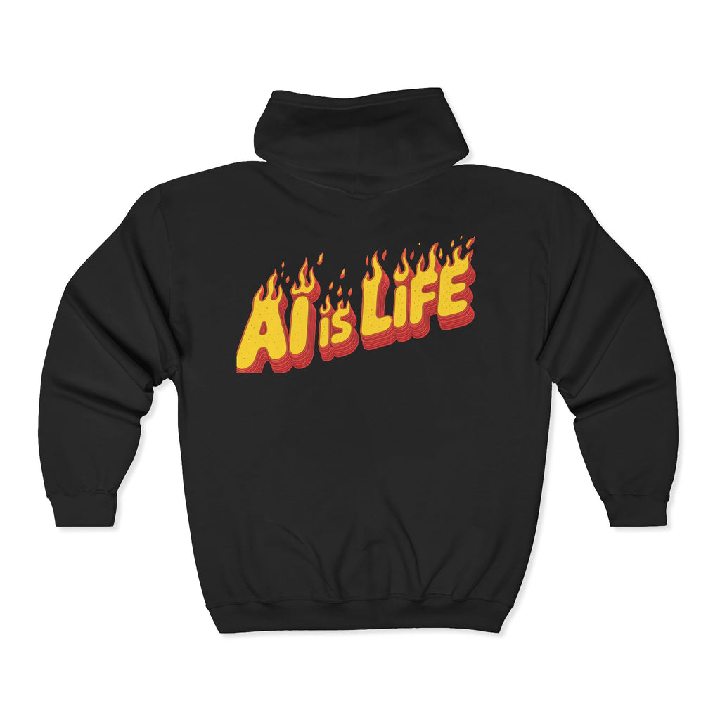 AI is LIFE “FLAME CODE” Unisex Heavy Blend™ Full Zip Hooded Sweatshirt