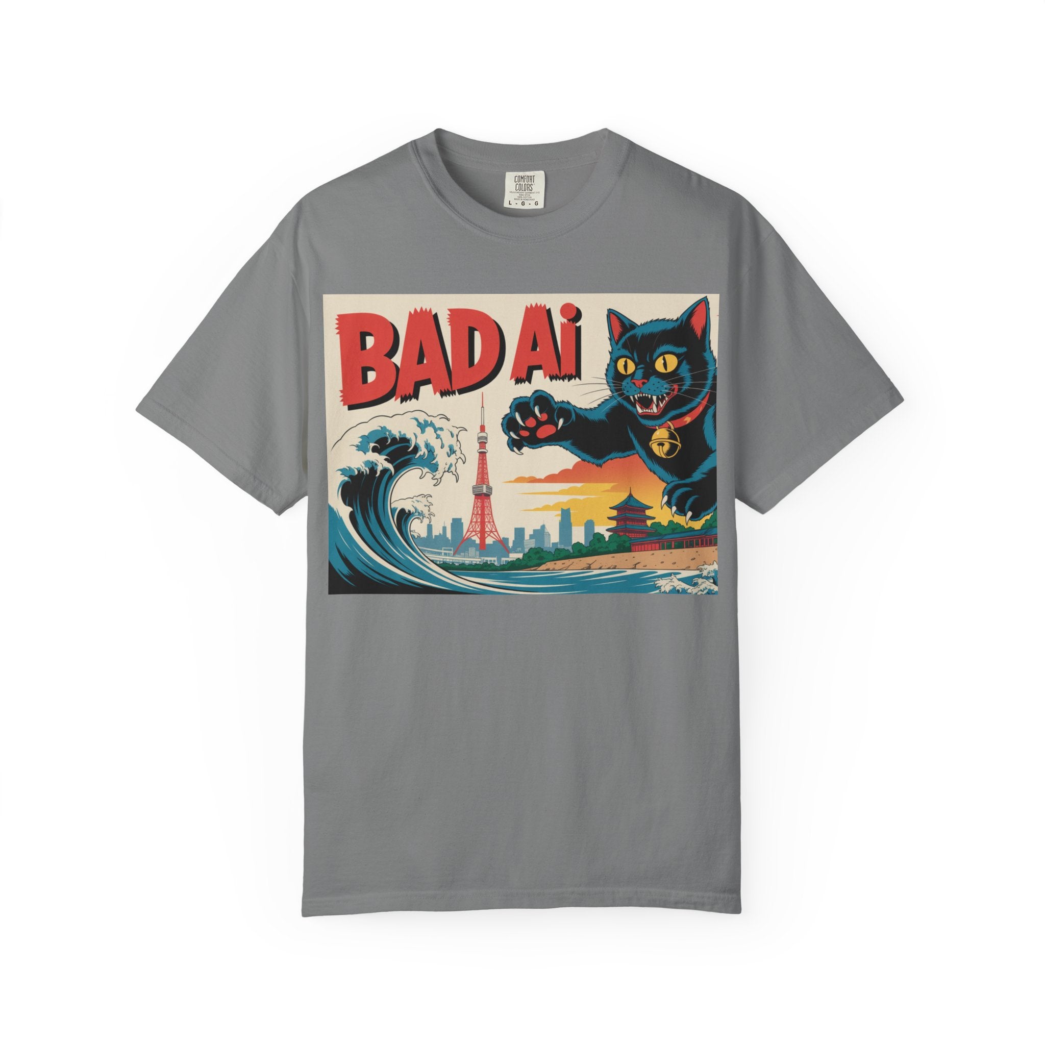 BAD AI  " Kaiju Kitty "  Unisex Garment-Dyed T-shirt