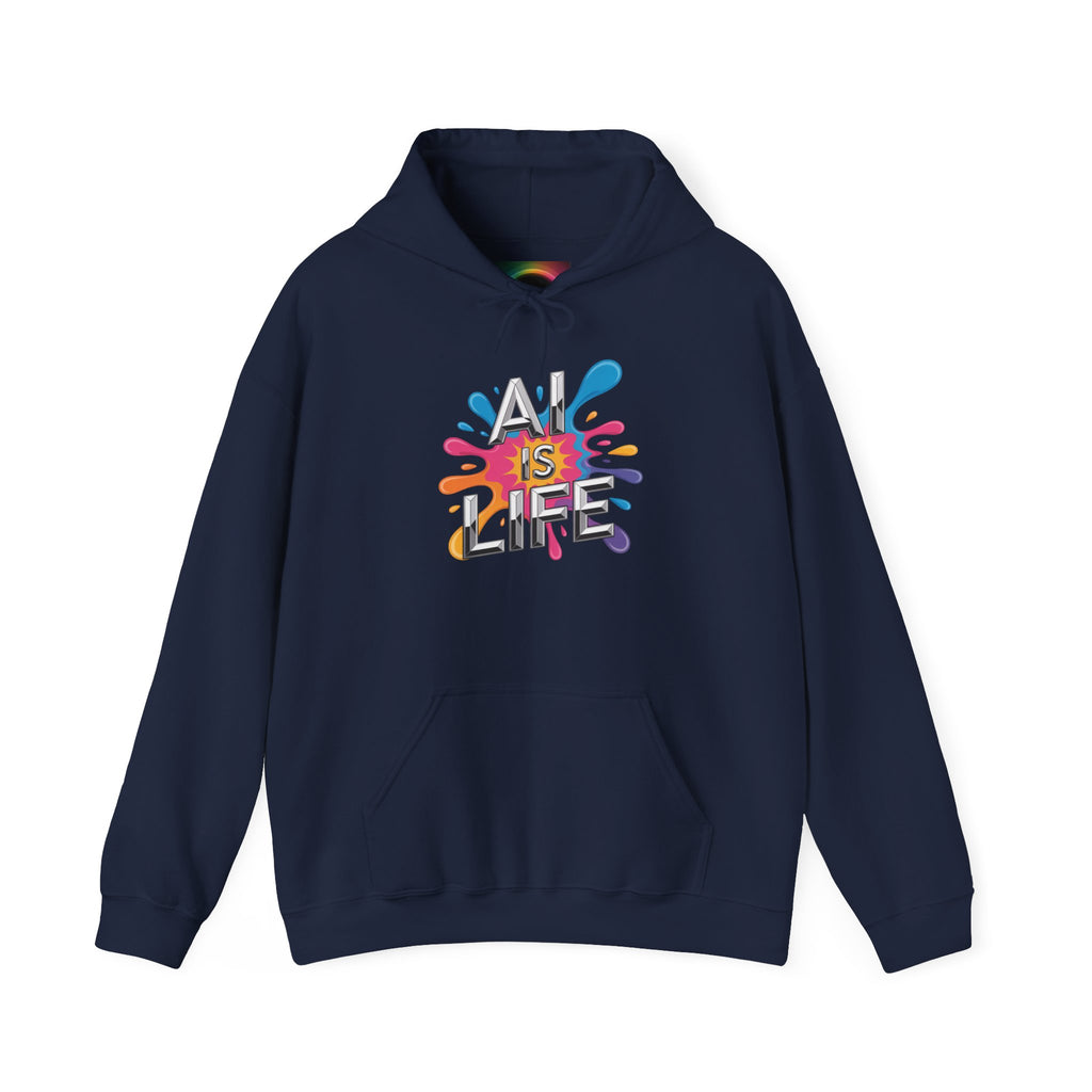 AI is Life "CHROME SPLATTER" Unisex Graphic Pullover Hoodie