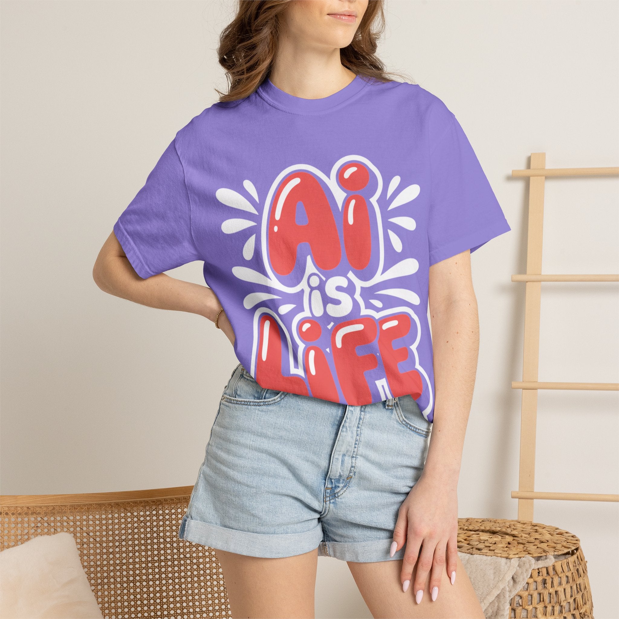 AI IS LIFE  " Neural Pop " Unisex Garment-Dyed T-shirt
