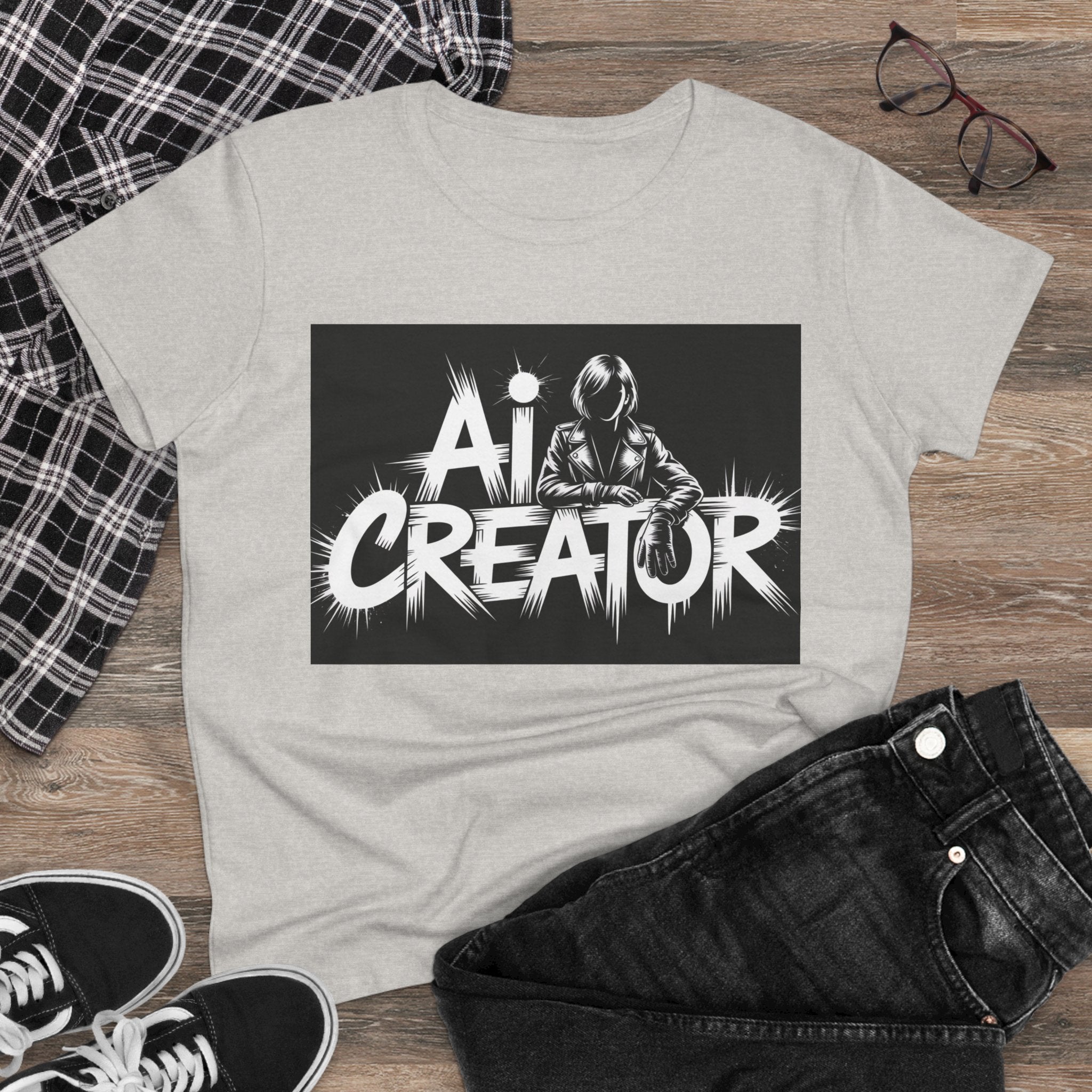 AI Creator  "Digital Rebel" Women's Midweight Cotton Tee