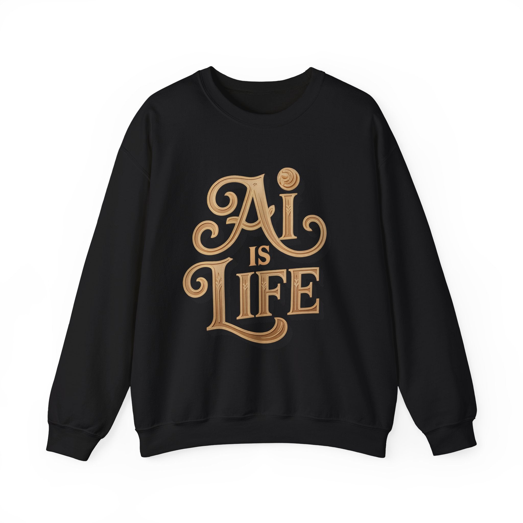 AI IS LIFE  "Golden Neuralwave"  Unisex Heavy Blend™ Crewneck Sweatshirt
