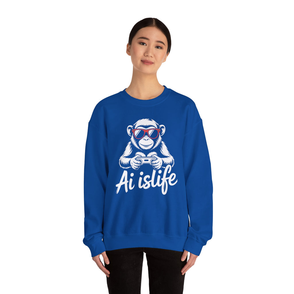 AI Is Life "GAMER CHIMP ELITE" Unisex Graphic Crewneck Sweatshirt