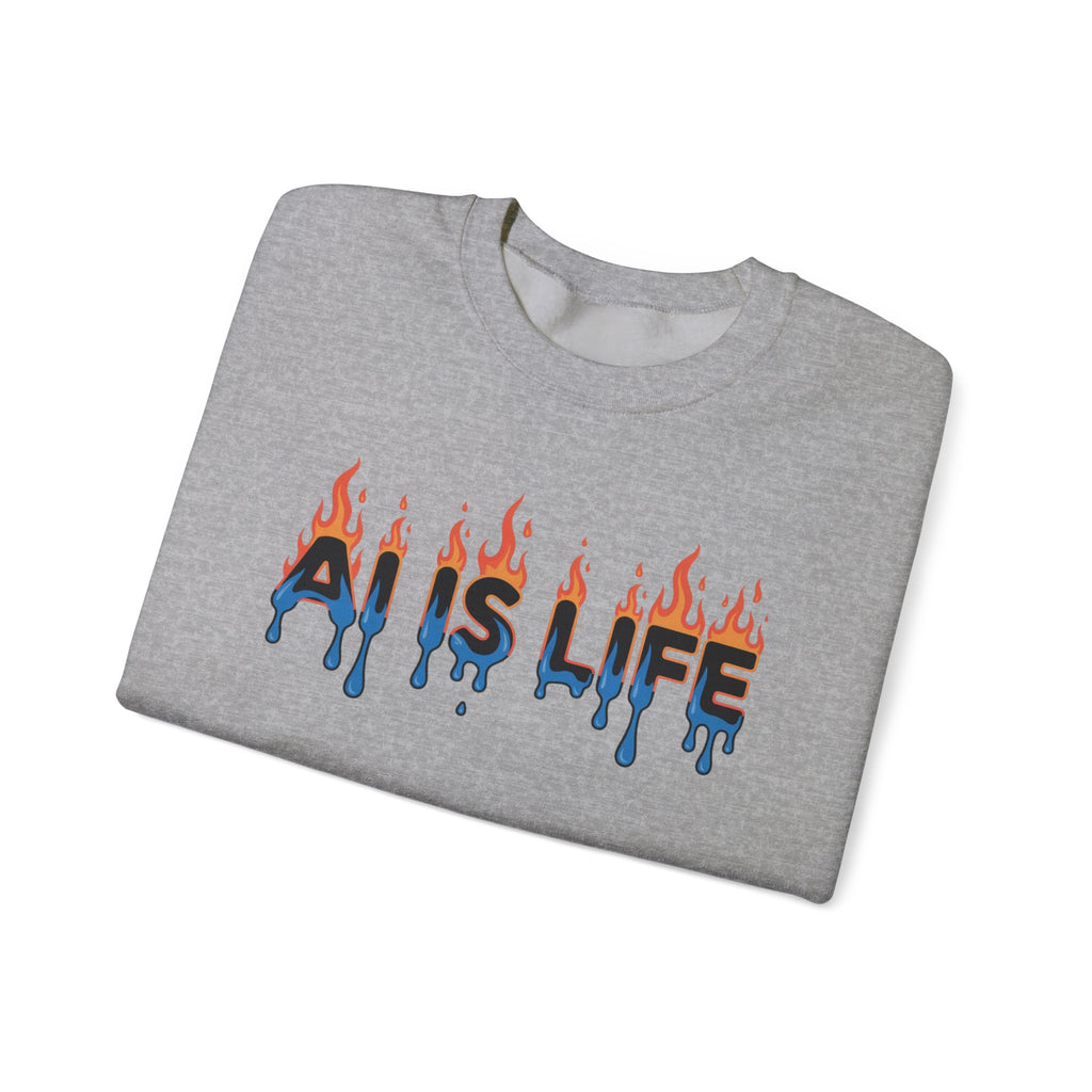 AI IS LIFE – “AI MELTDOWN” Unisex Heavy Blend™ Crewneck Sweatshirt