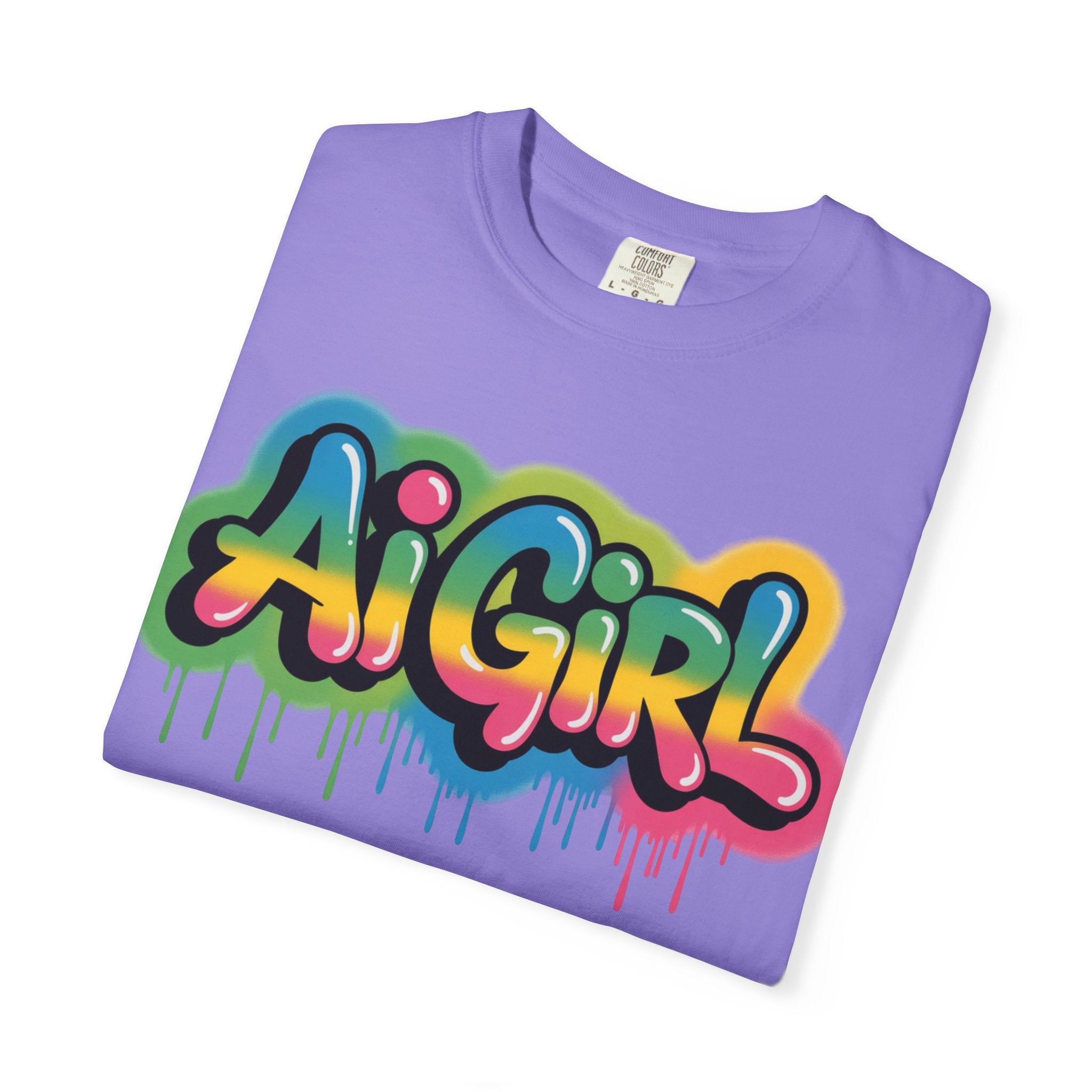Ai Girl  "Graffiti Glow " Unisex Heavy Blend Garment-Dyed T-shirt