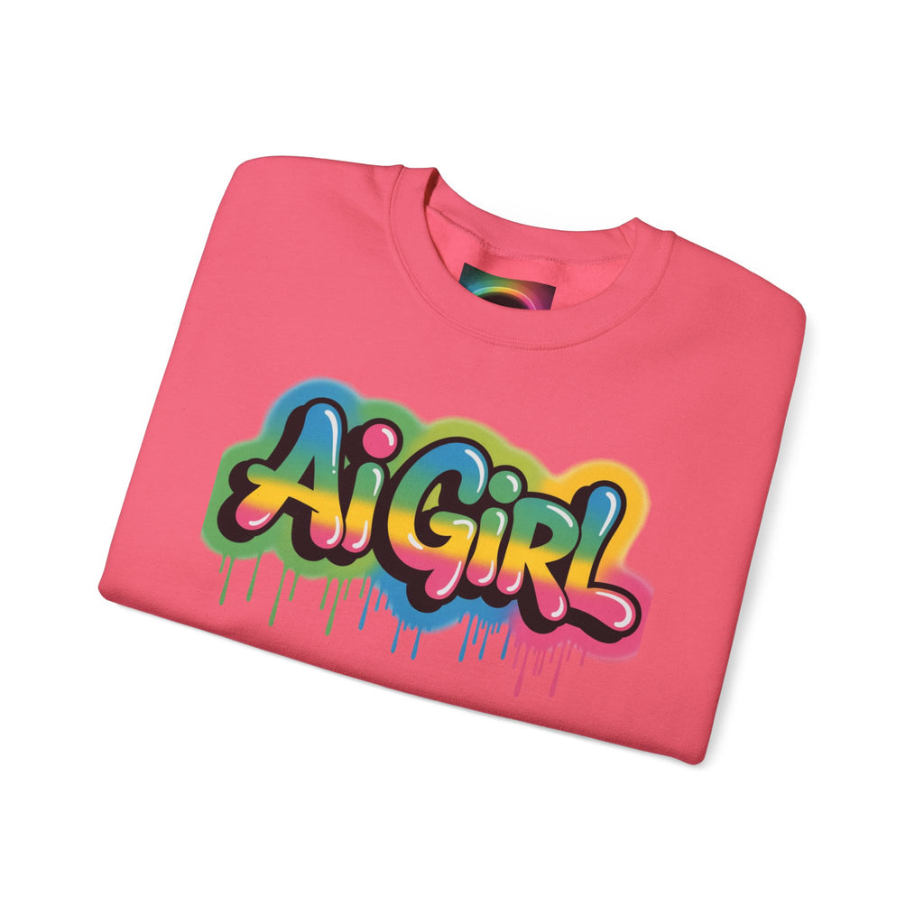 Ai Girl "Graffiti Glow" Unisex Heavy Blend Crewneck Sweatshirt