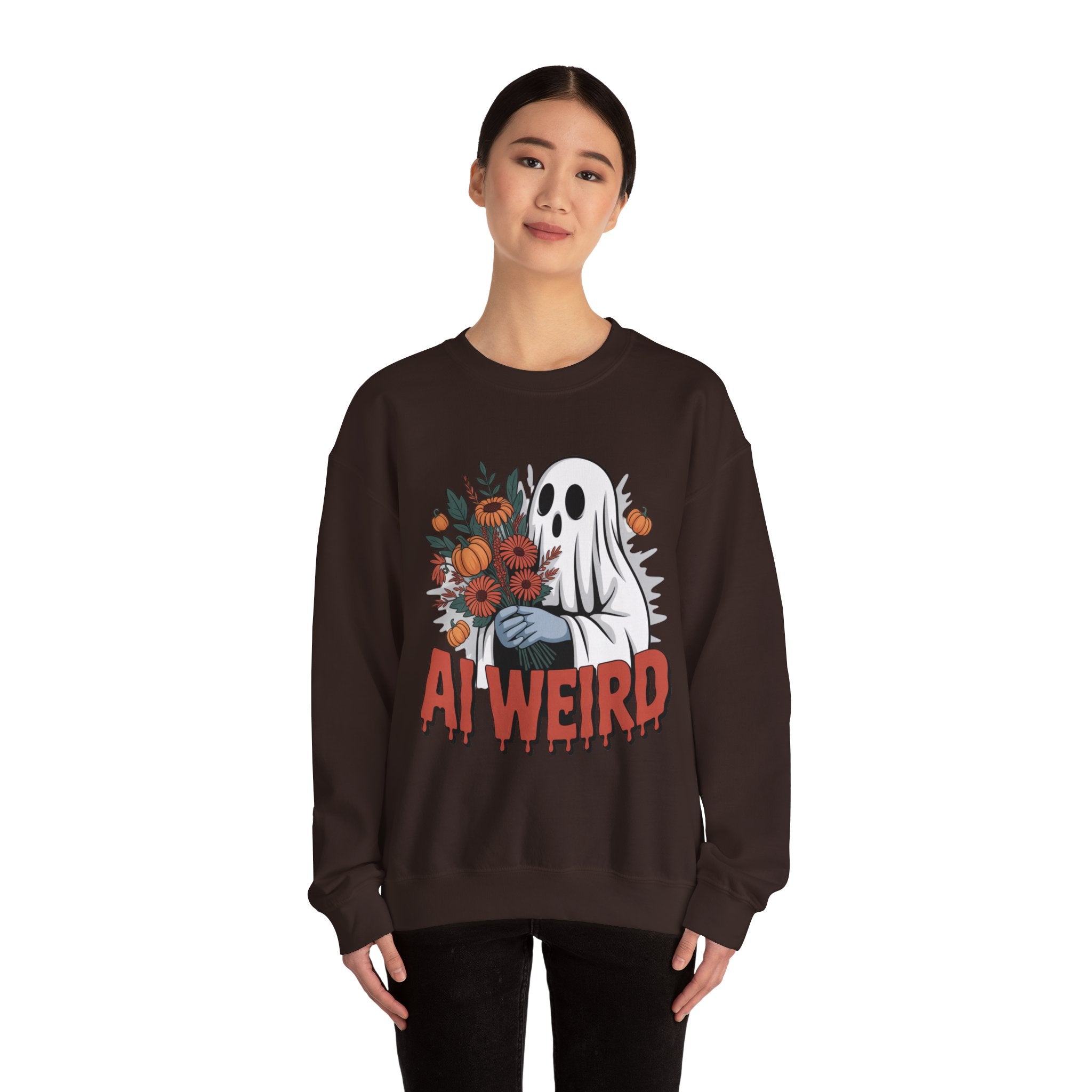 AI Weird "Glitch Garden  Ghost" Unisex Garment-Dyed Sweatshirt