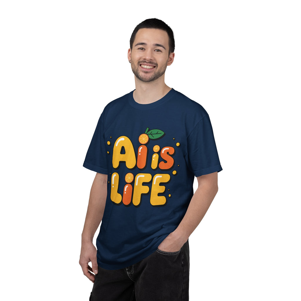 2. AI is LIFE  "Orange Overclock" Unisex Garment-Dyed T-shirt