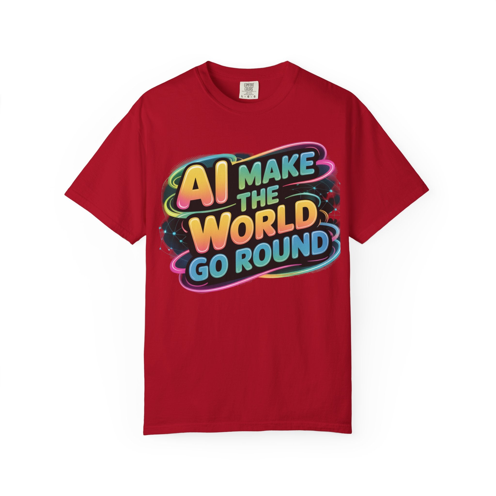 AI MAKE THE WORLD GO ROUND  "Techno Orbit" Unisex Garment-Dyed T-shirt