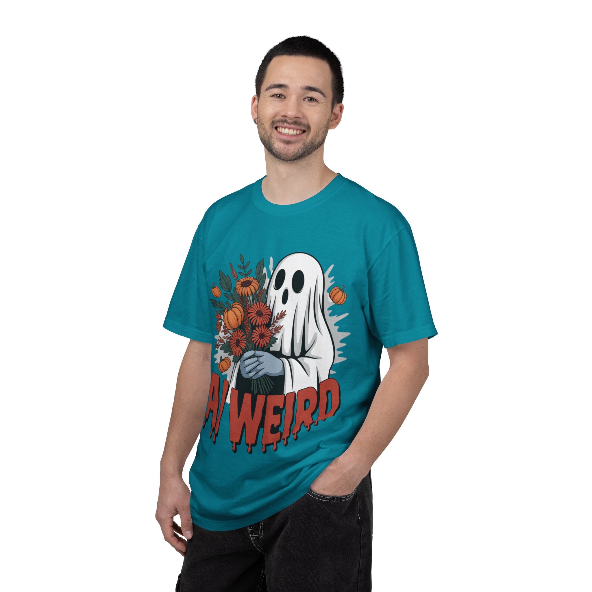 AI WEIRD "Glitch Garden Ghost" Unisex Garment-Dyed T-shirt